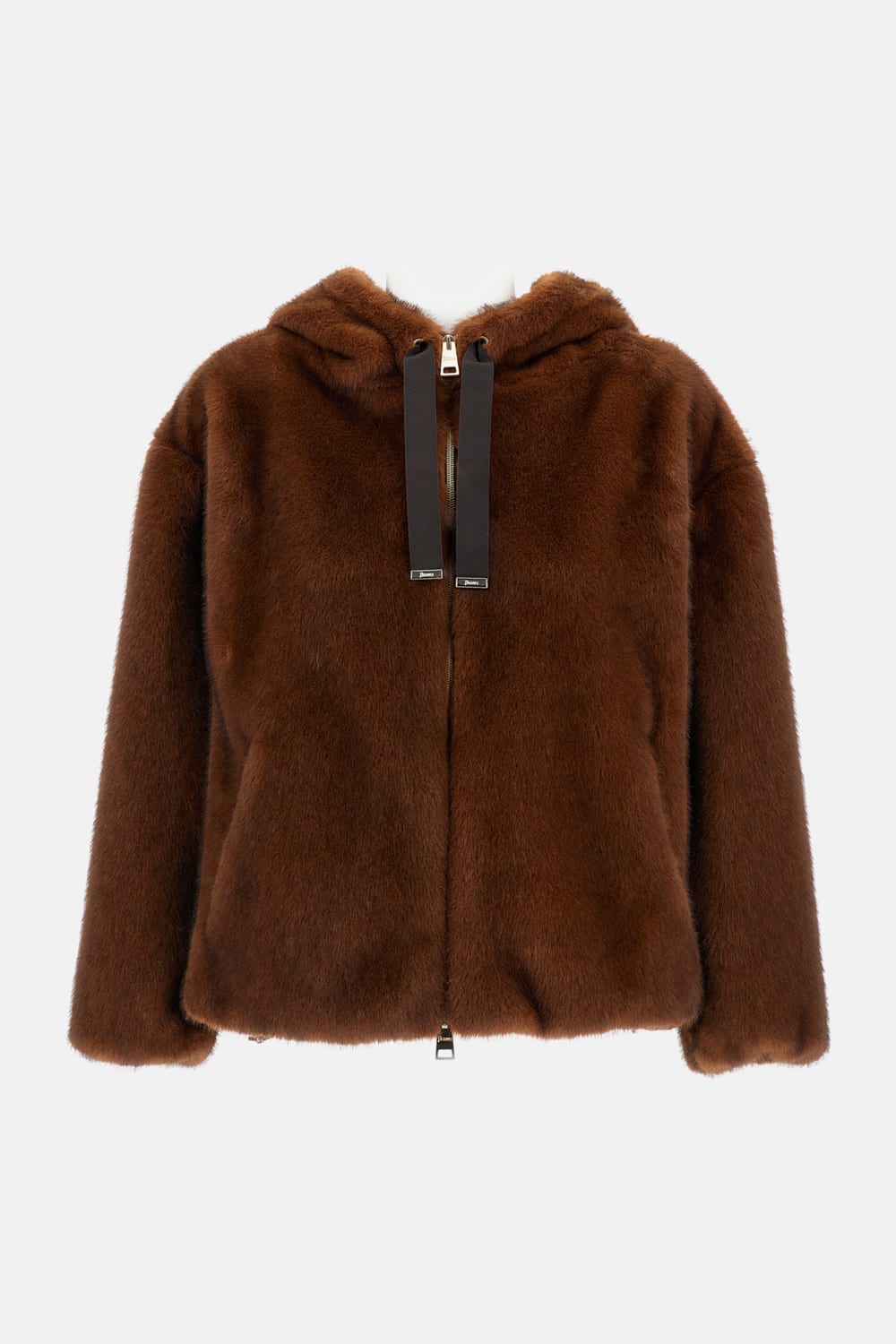 Herno Bomber Jacket In Melange Alternative Mink Fur In Brown