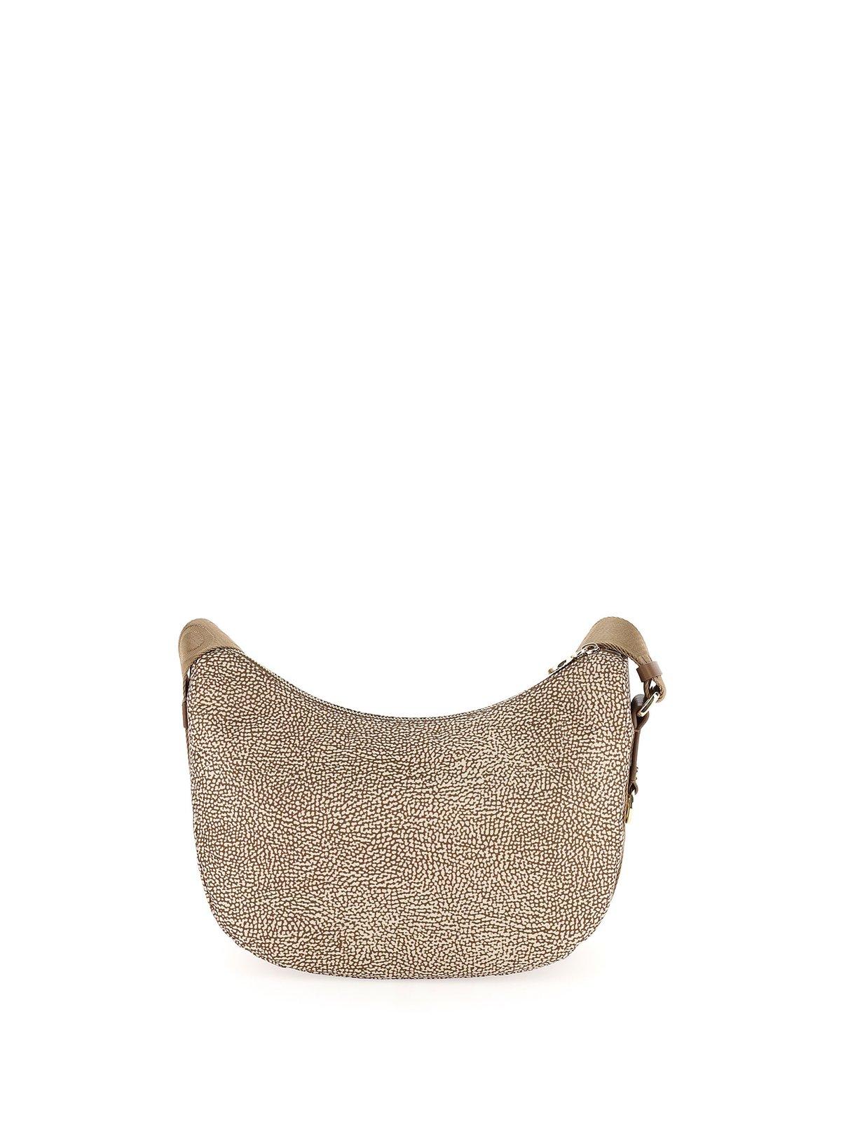Shop Borbonese Luna Small Shoulder Bag In Beige/marrone