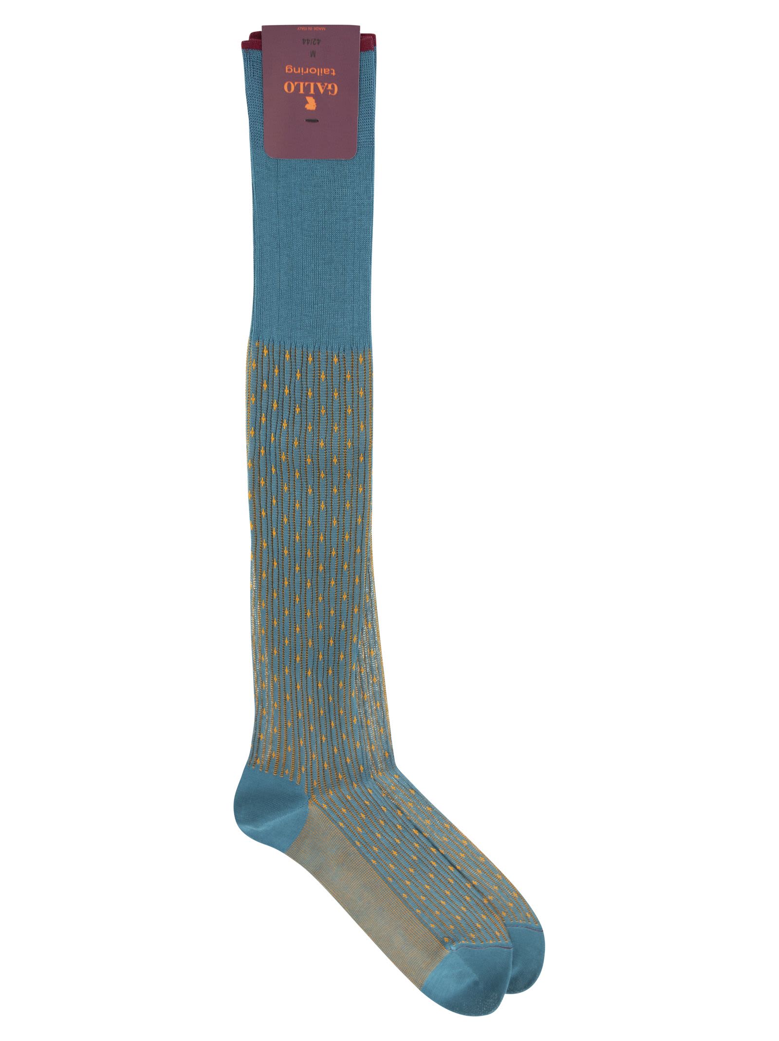 Shop Gallo Patterned Cotton Long Socks In Turquoise
