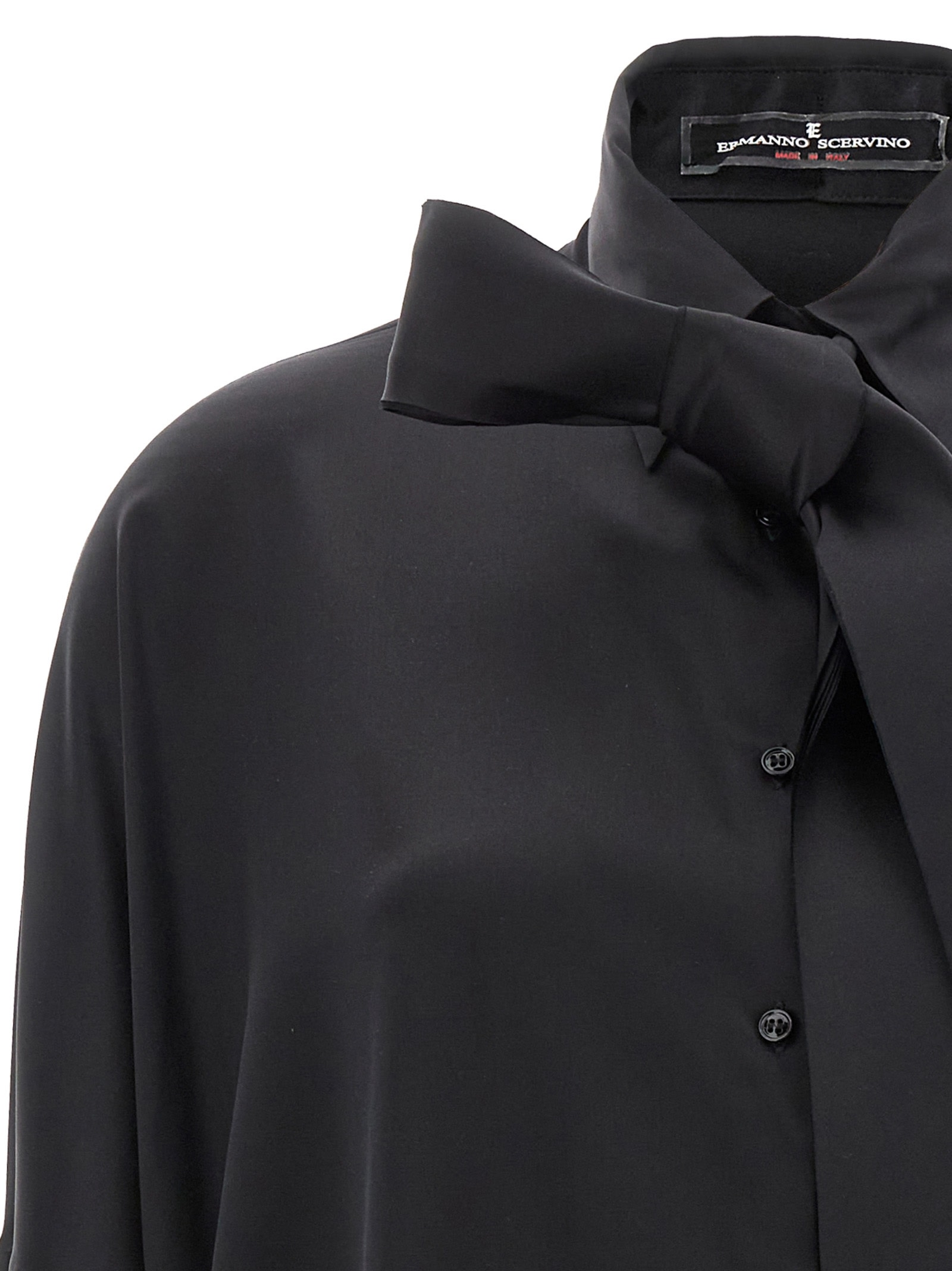 Shop Ermanno Scervino Pussy-bow Silk Shirt In Black