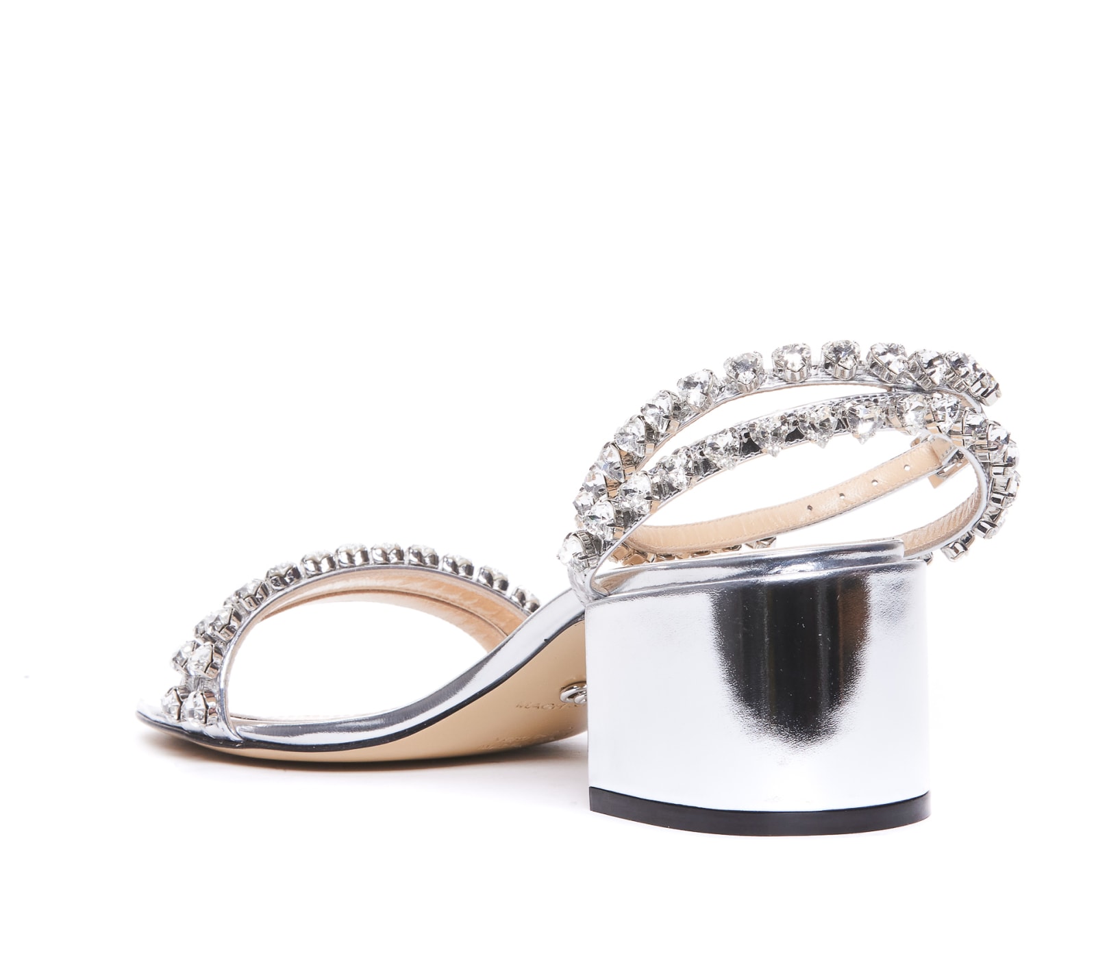 Shop Mach &amp; Mach Audrey Crystal Pump Sandals In Silver