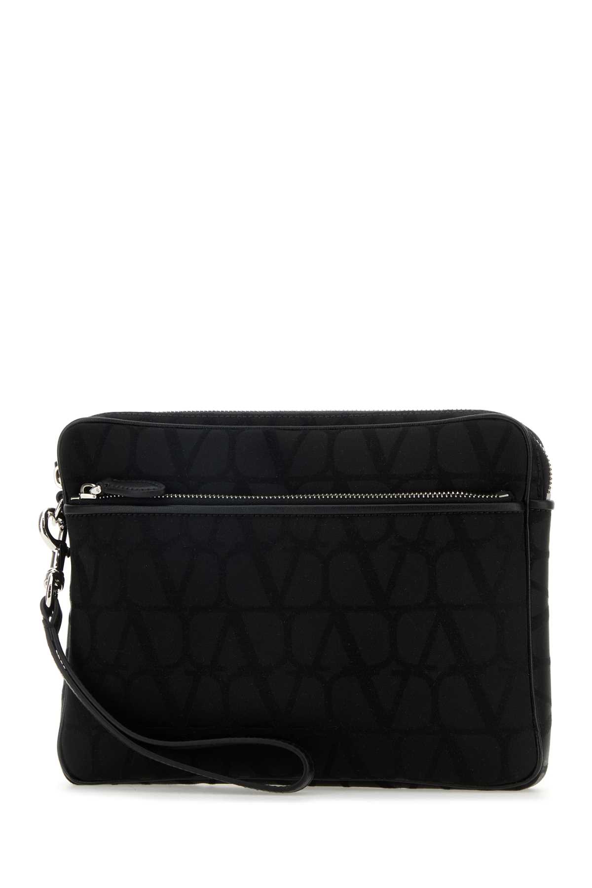 Shop Valentino Black Toile Iconographe Clutch In Nero