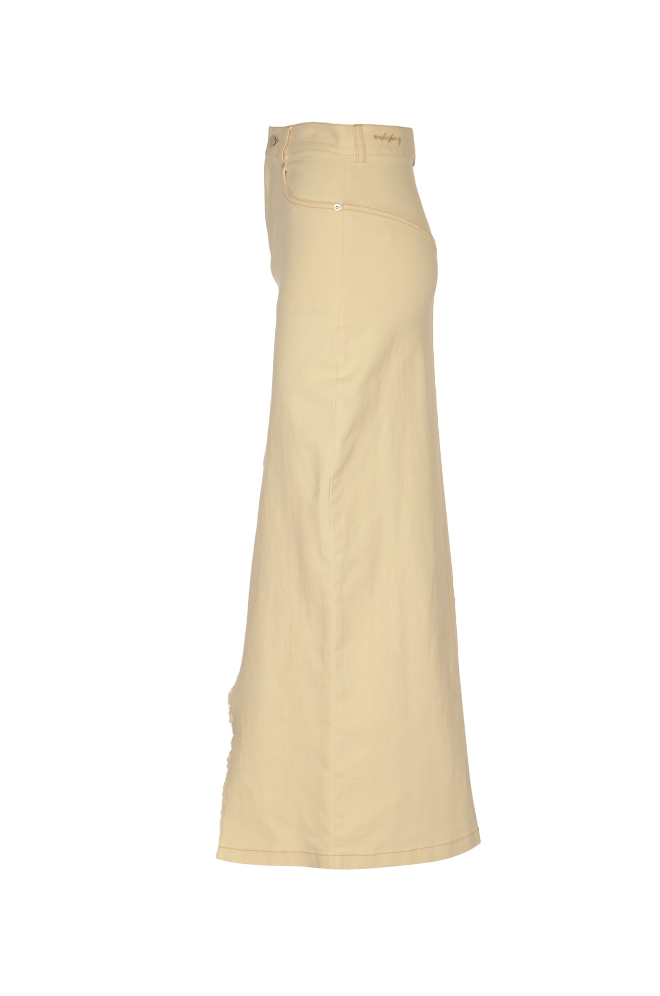 Shop Weili Zheng Front Slit Denim Skirt In White
