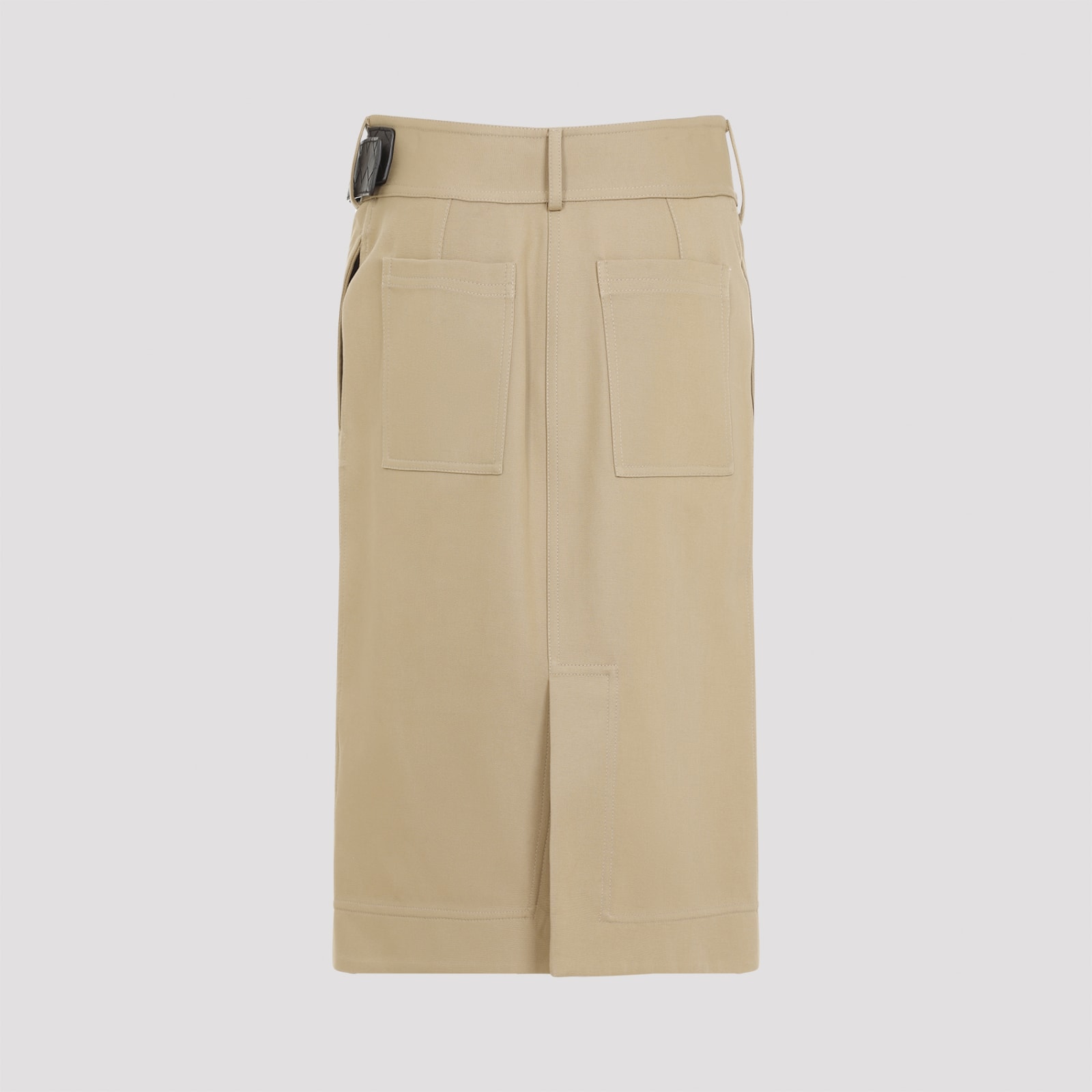 Shop Bottega Veneta Canvas Midi Skirt In Pale Oak