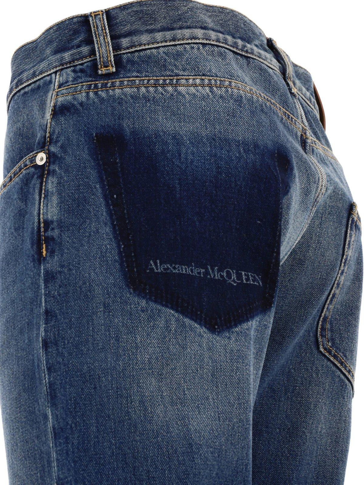 Shop Alexander Mcqueen Logo Detailed Jeans In Blue