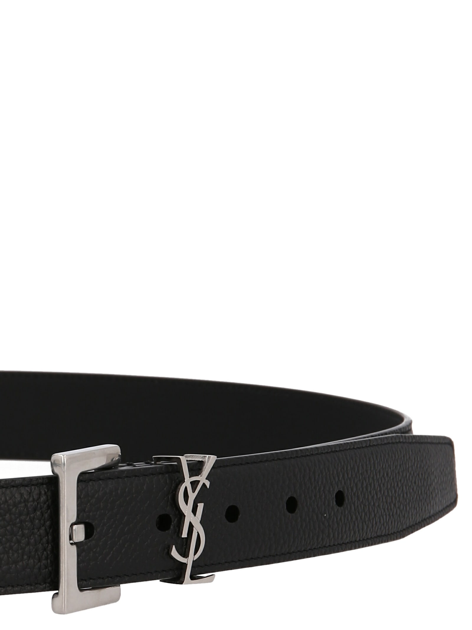 Saint Laurent Monogram Belt In Black
