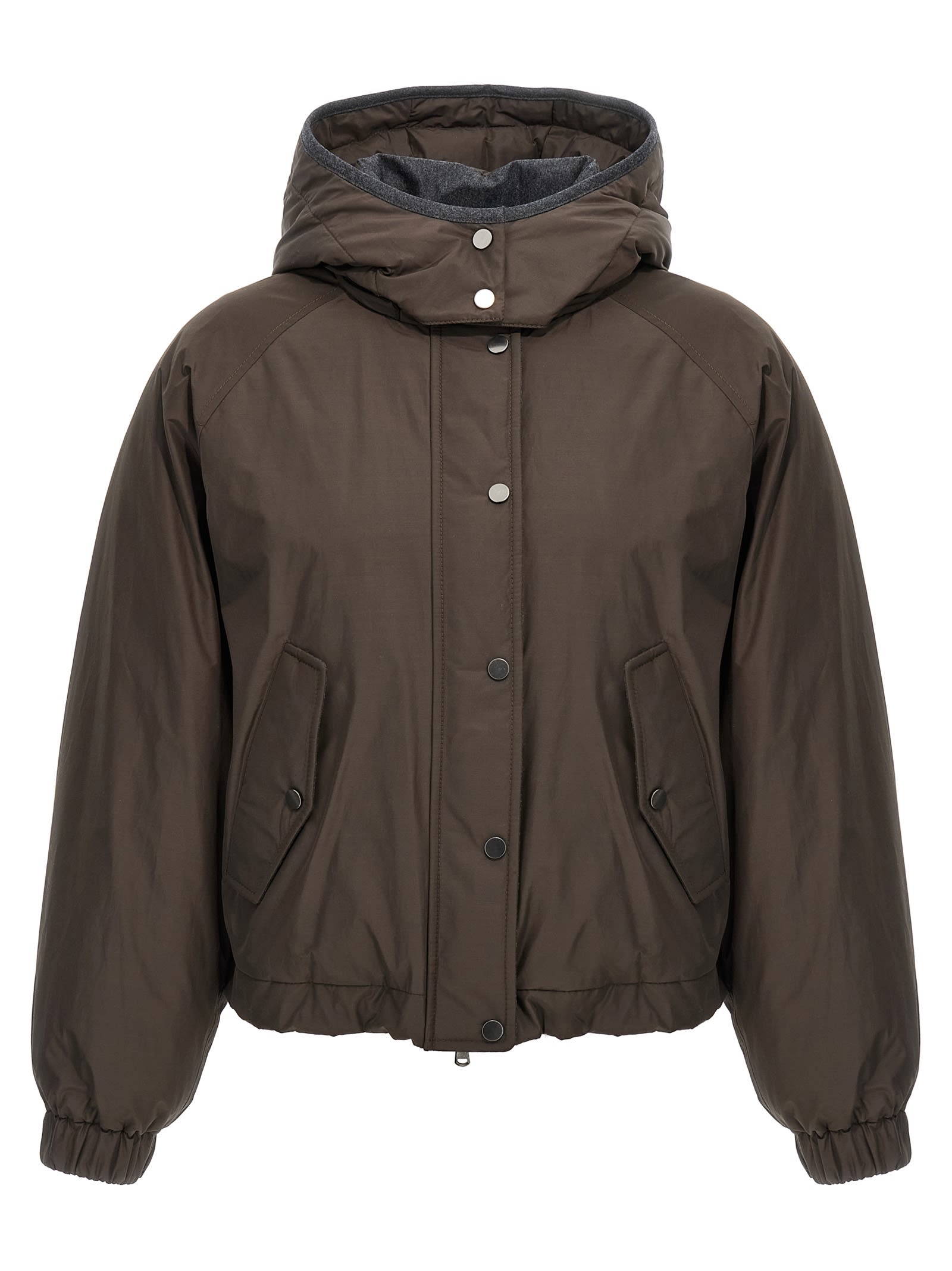 Brunello Cucinelli Cropped Down Jacket In Brown