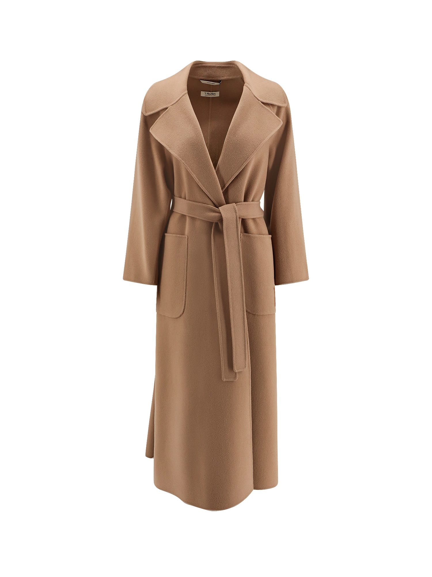 S Max Mara Poldo Virgin Wool Wrap Coat In Brown