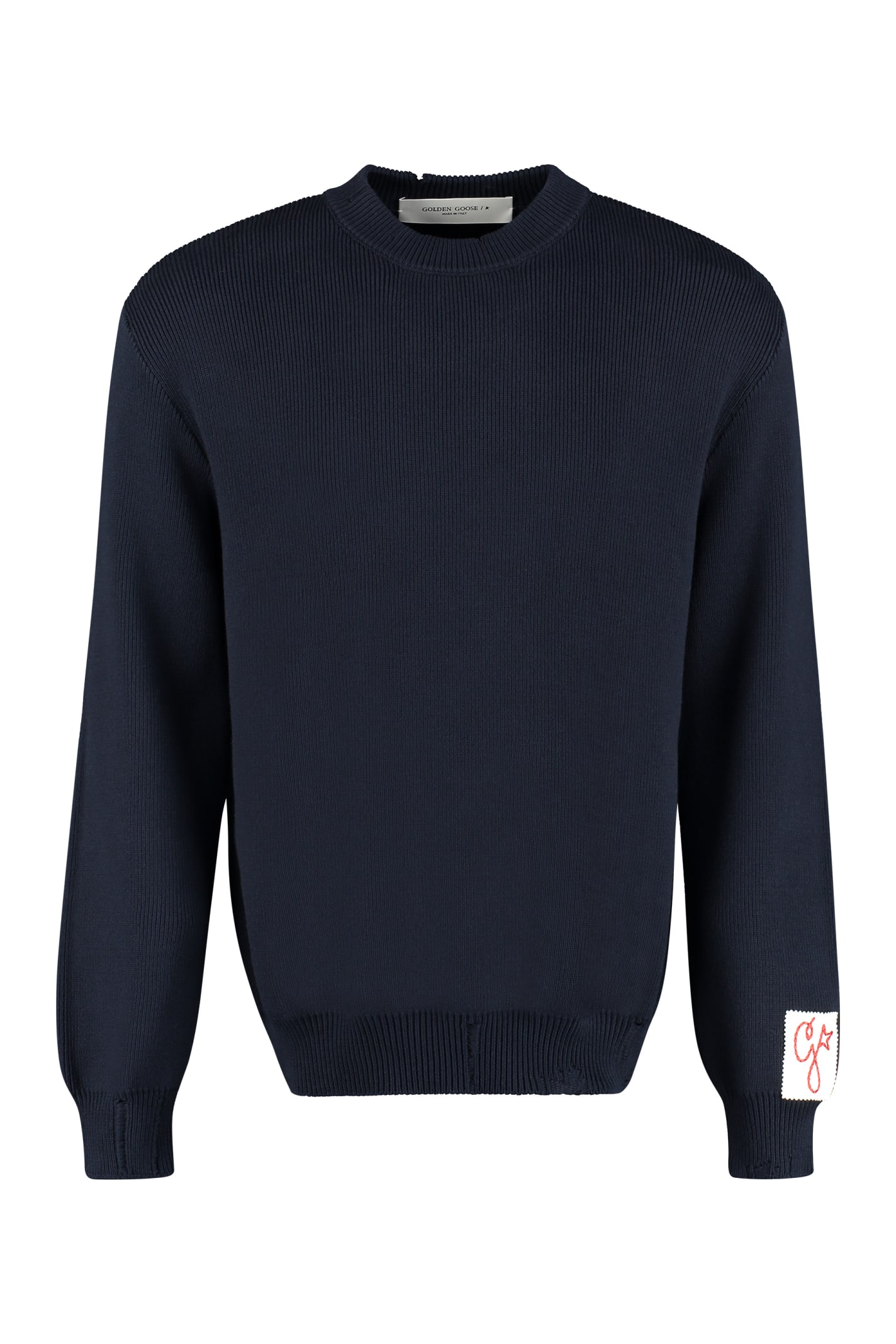 Shop Golden Goose Long Sleeve Crew-neck Sweater In Dark Blue