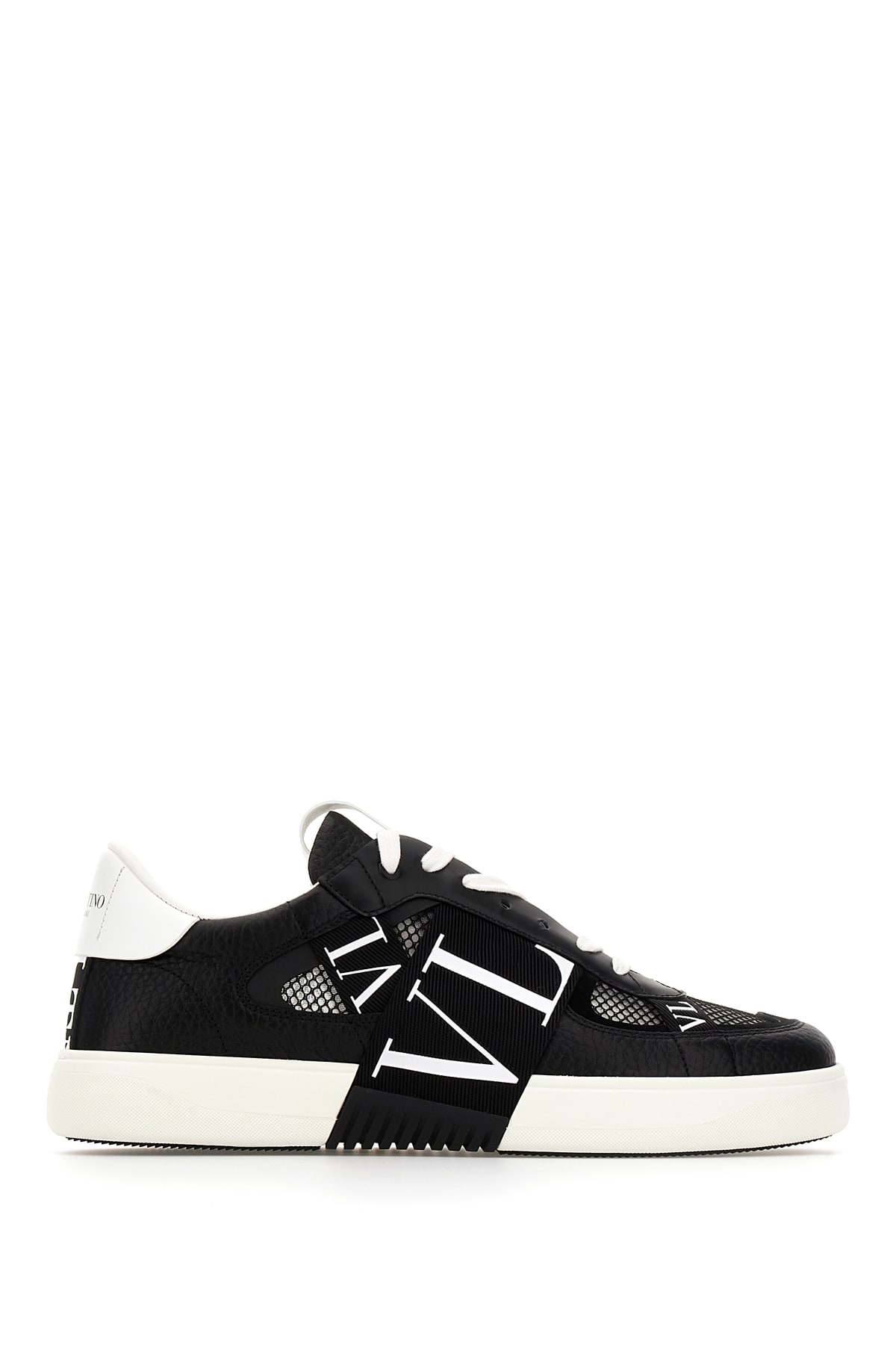 Shop Valentino Black Leather Vltn Sneakers In 0ni