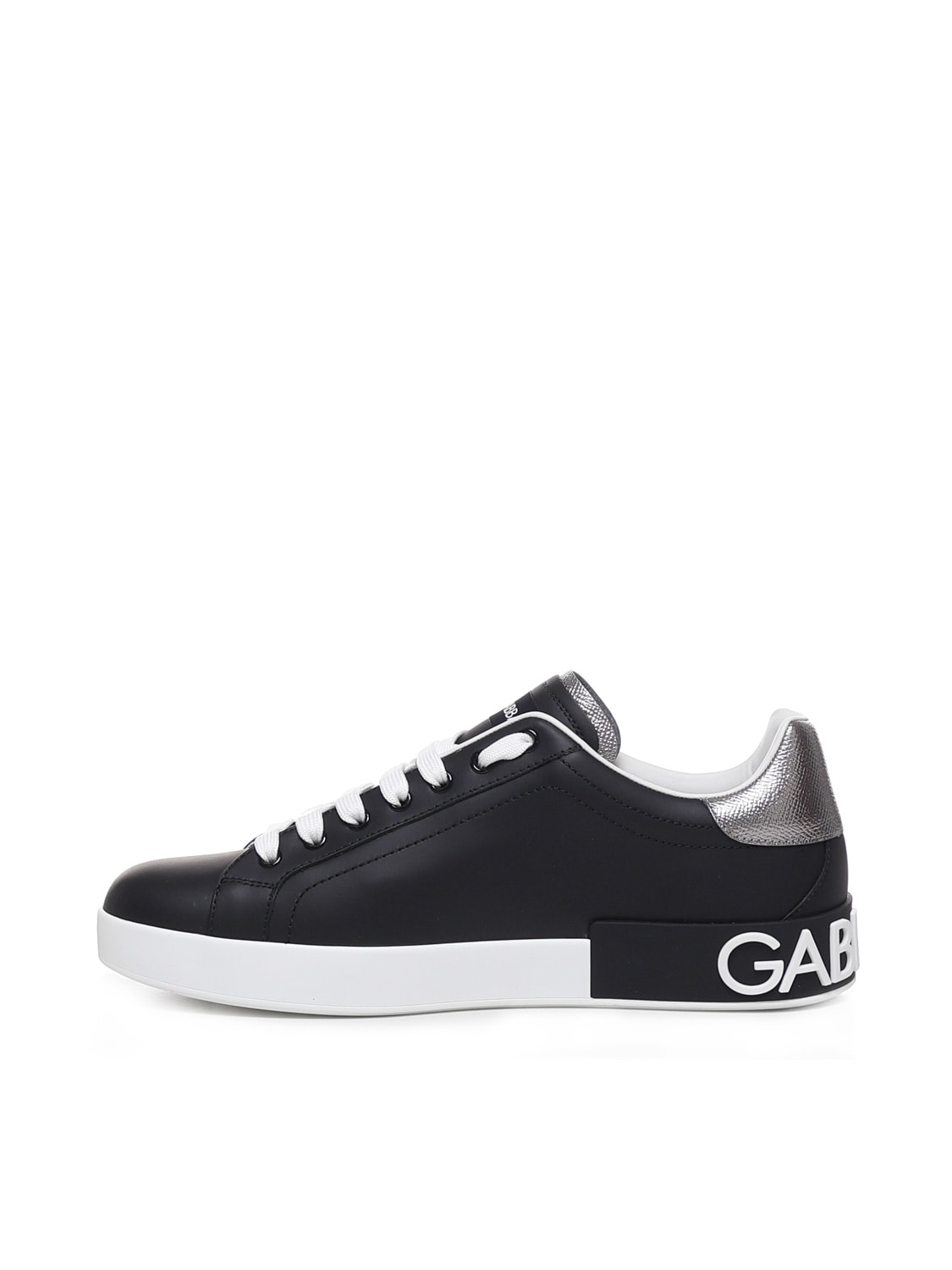 Shop Dolce & Gabbana Portofino Sneaker In Calf Leather In Black