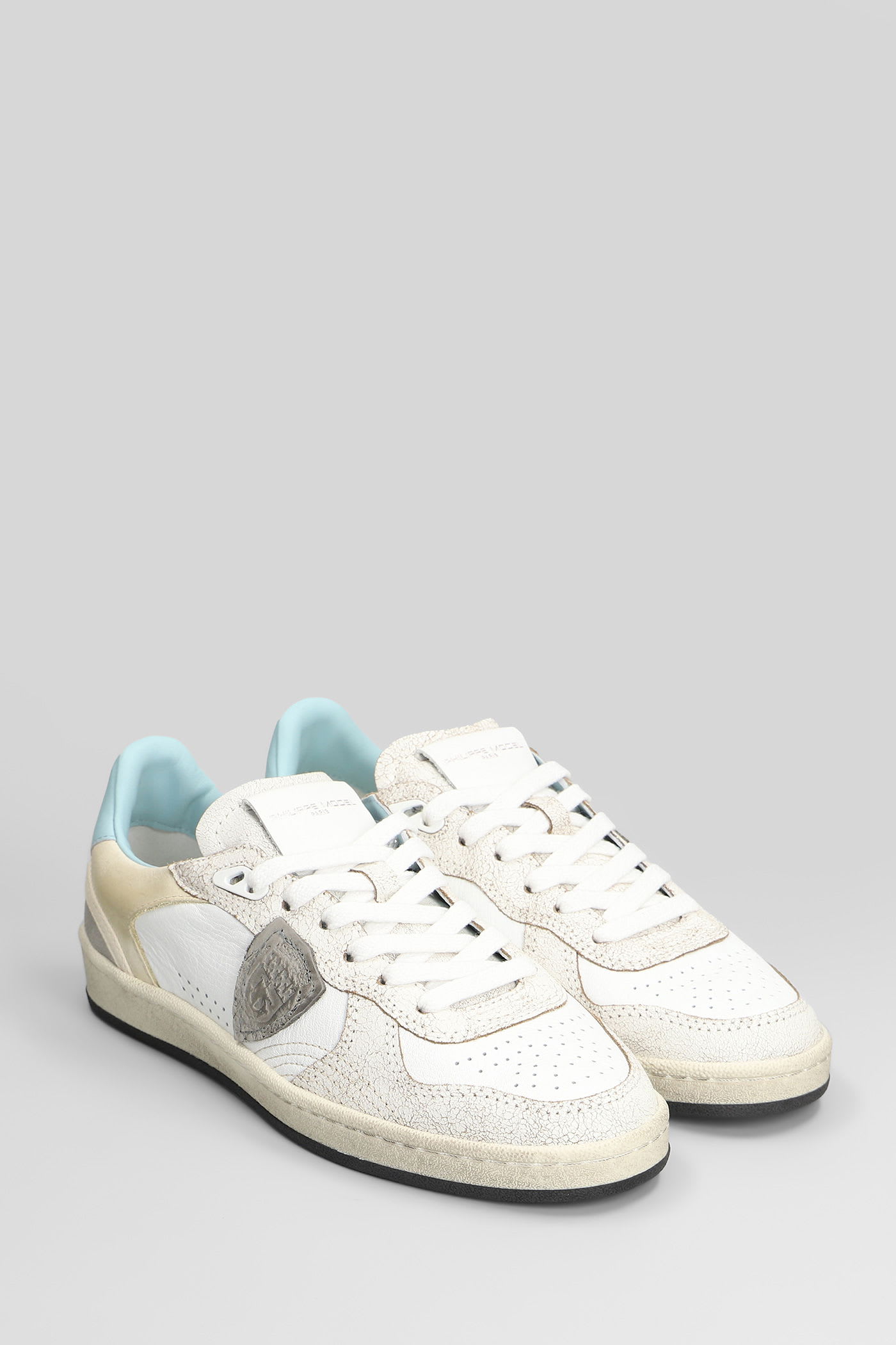 Philippe Model Pgal Low Sneakers In White Leather In Multi