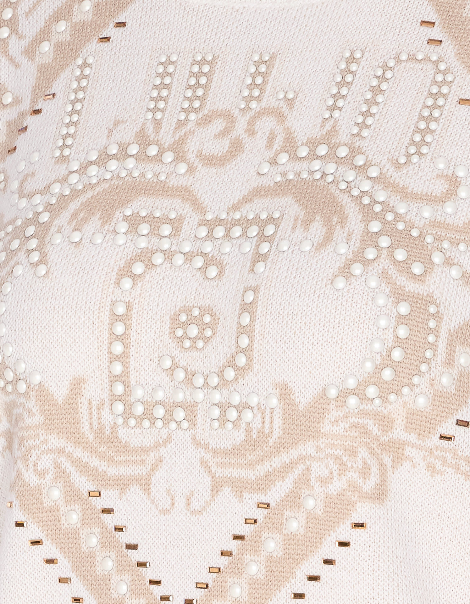 Liu •jo Pearl-embellished Graphic Top In Neutral