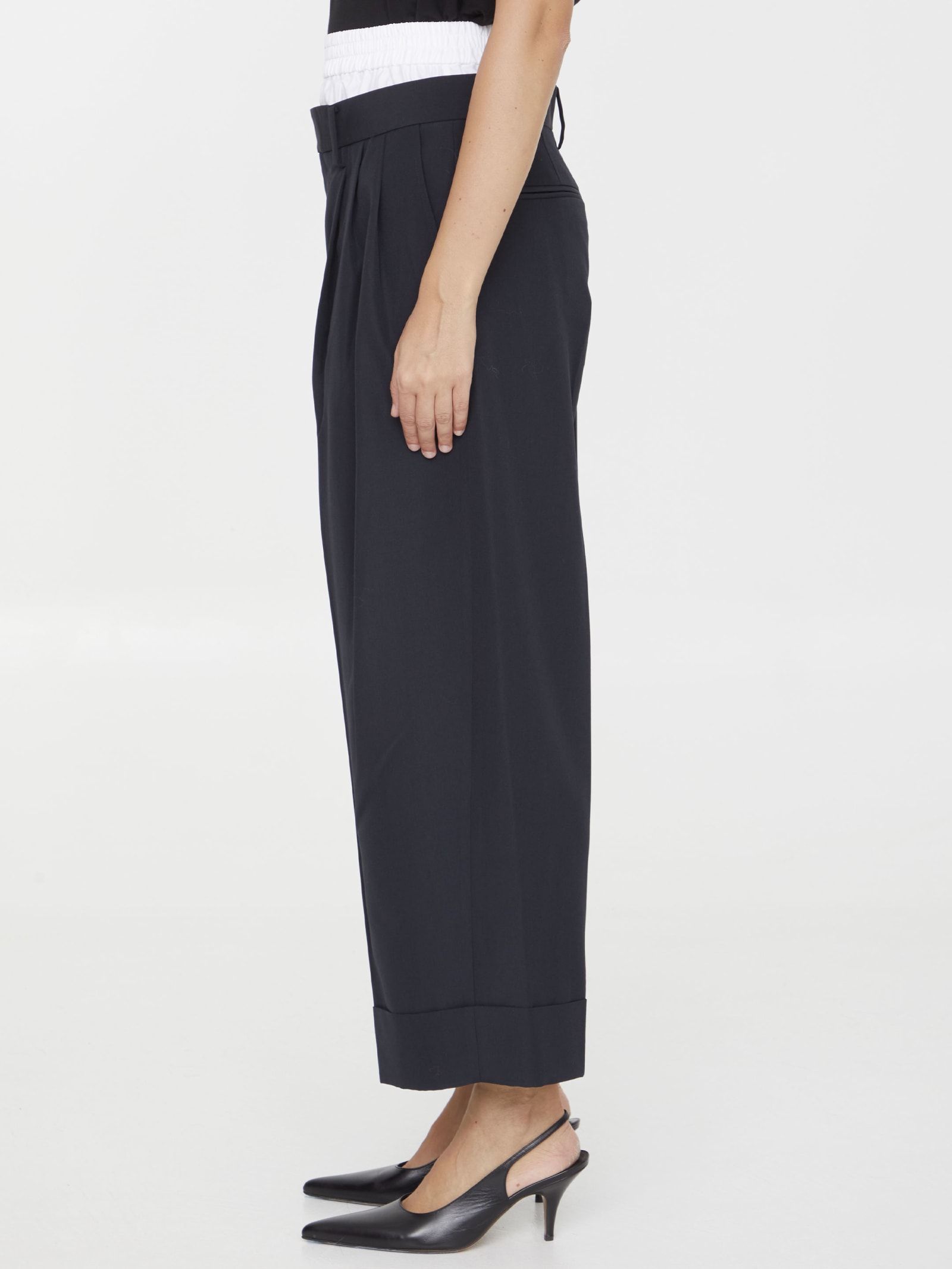 Shop Alexander Wang Layered Tailored Trousers In Black