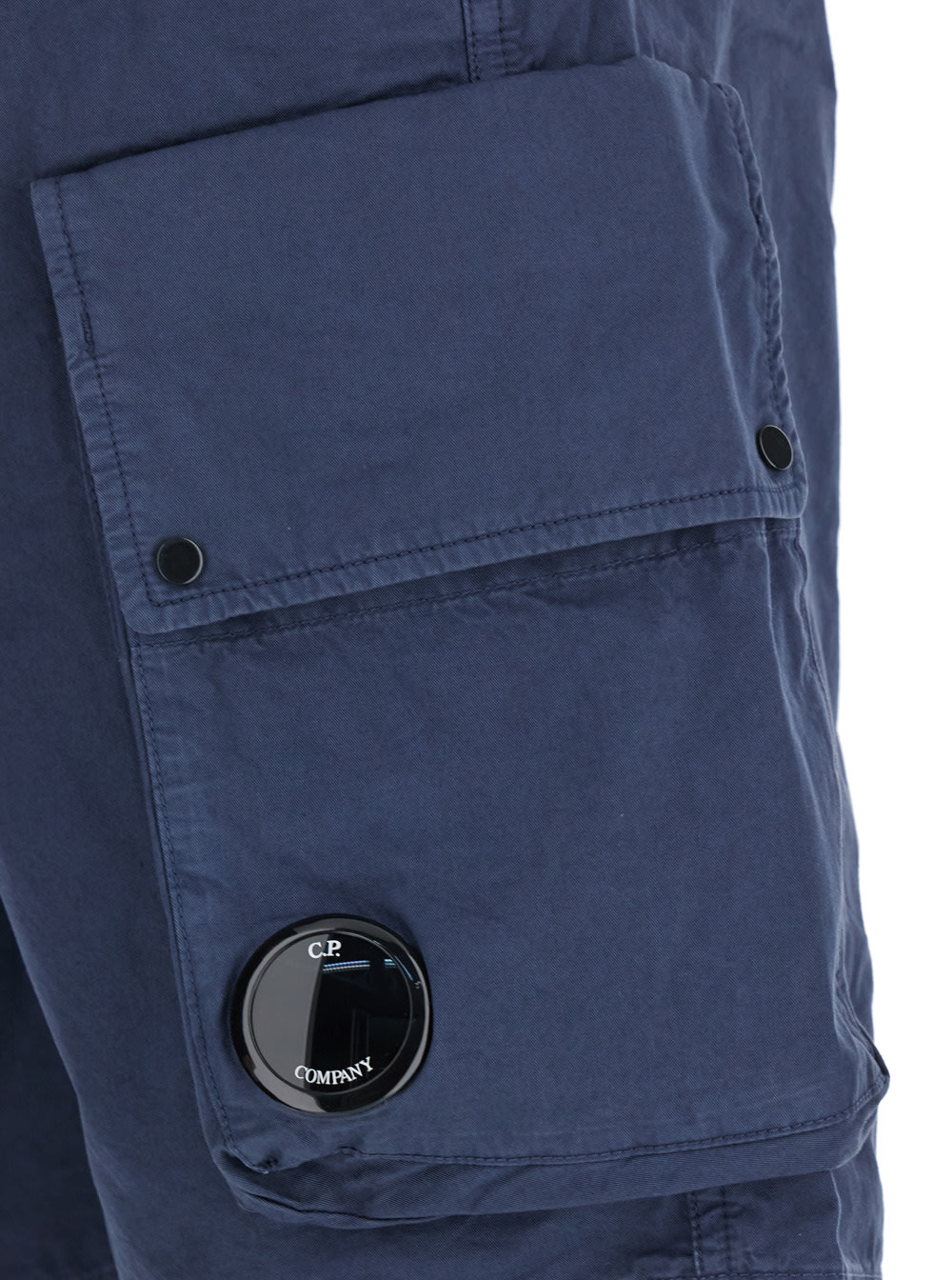 C.p. Company Blue Bermuda Pants With Belt Loops And Two Maxi Patch Pockets On The Side In Cotton Man In Blu