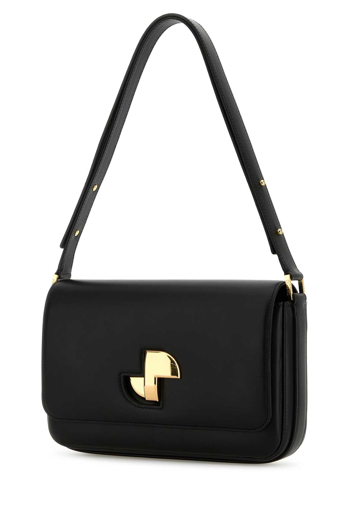 Shop Patou Black Leather Le Classic Lock Shoulder Bag