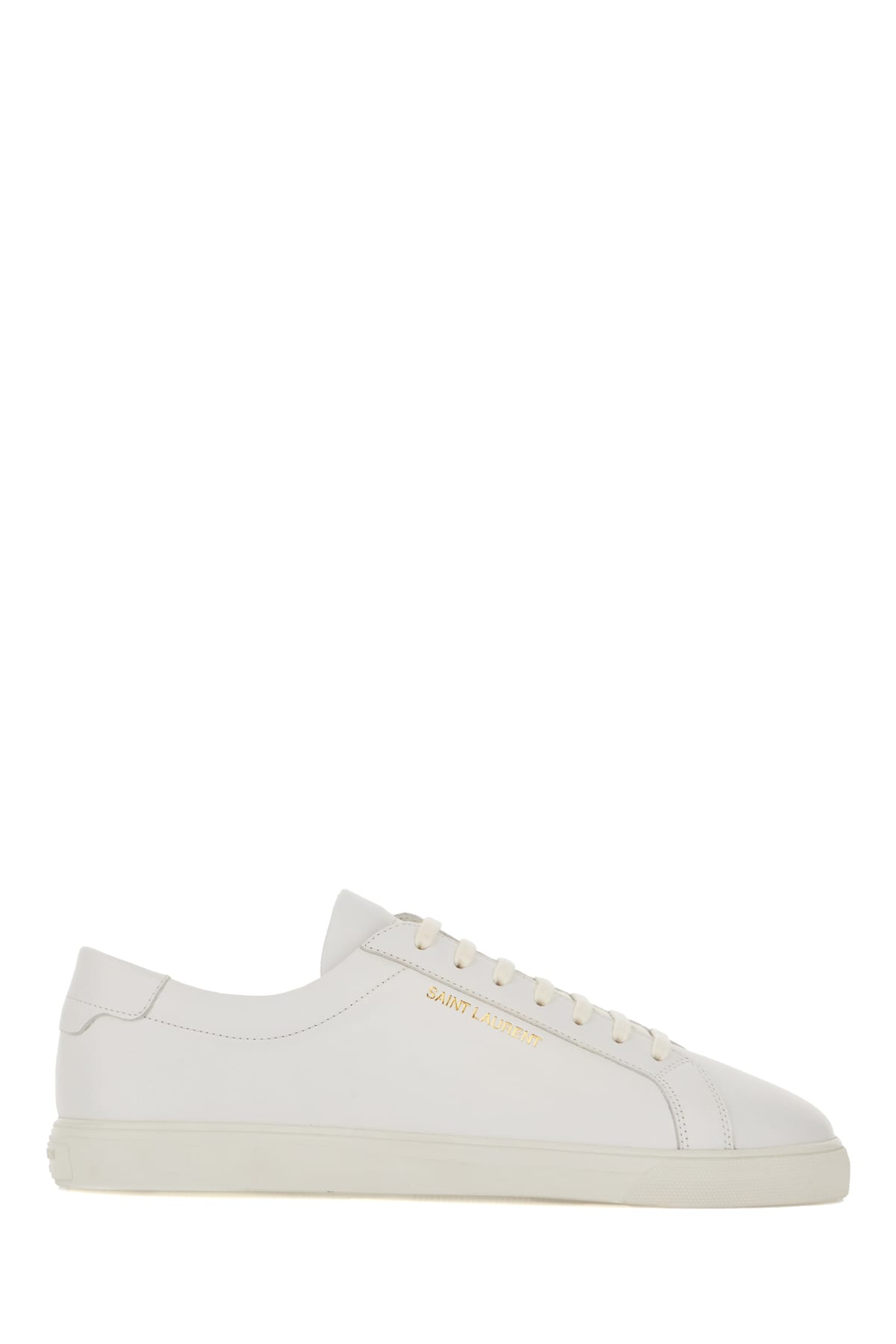 Saint Laurent White Leather Andy Sneakers In Blanc Optique