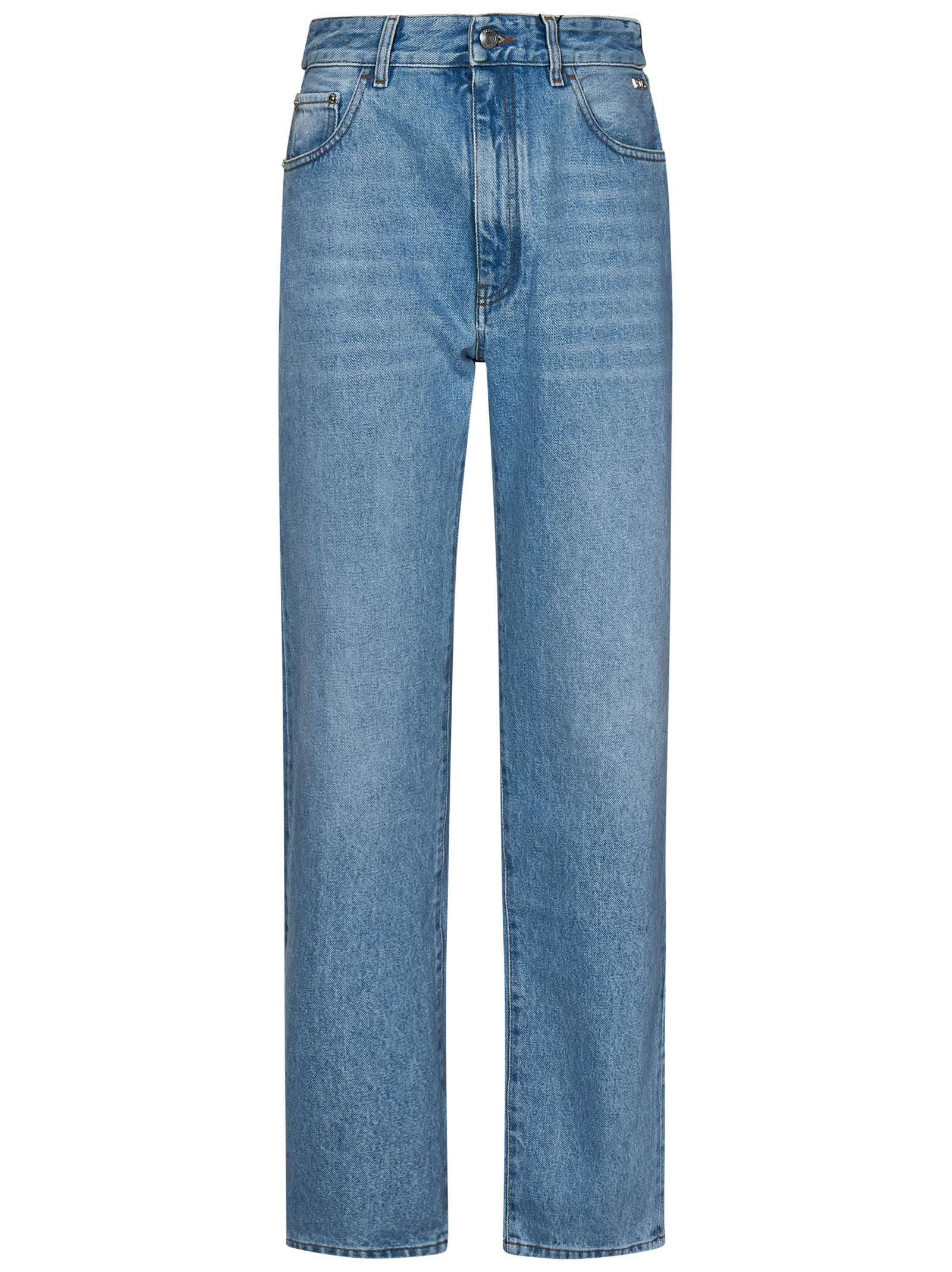 Gcds Chocker Rhinestone-detailed Jeans In Blue