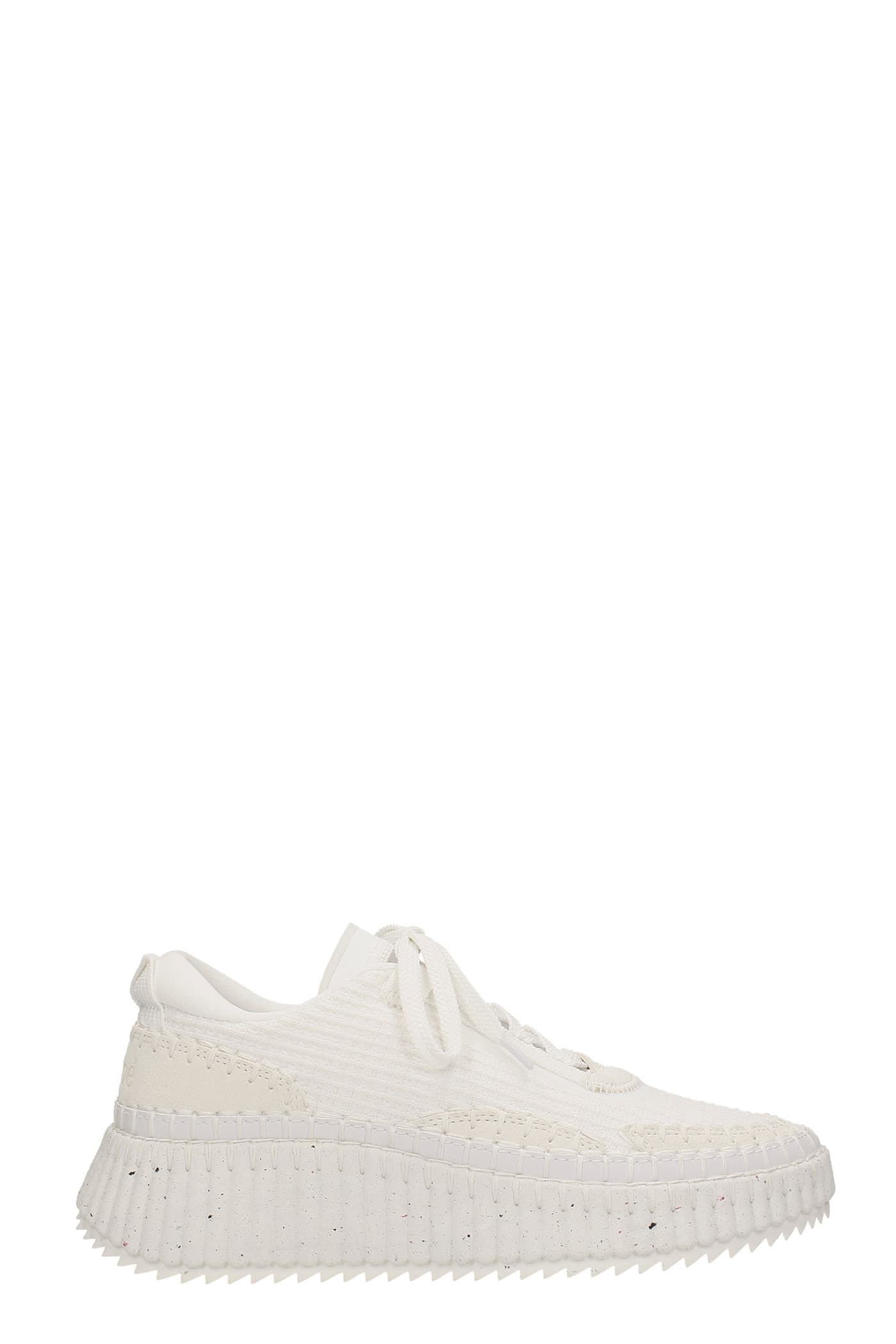 Chloé Nama Sneakers In White Leather And Fabric