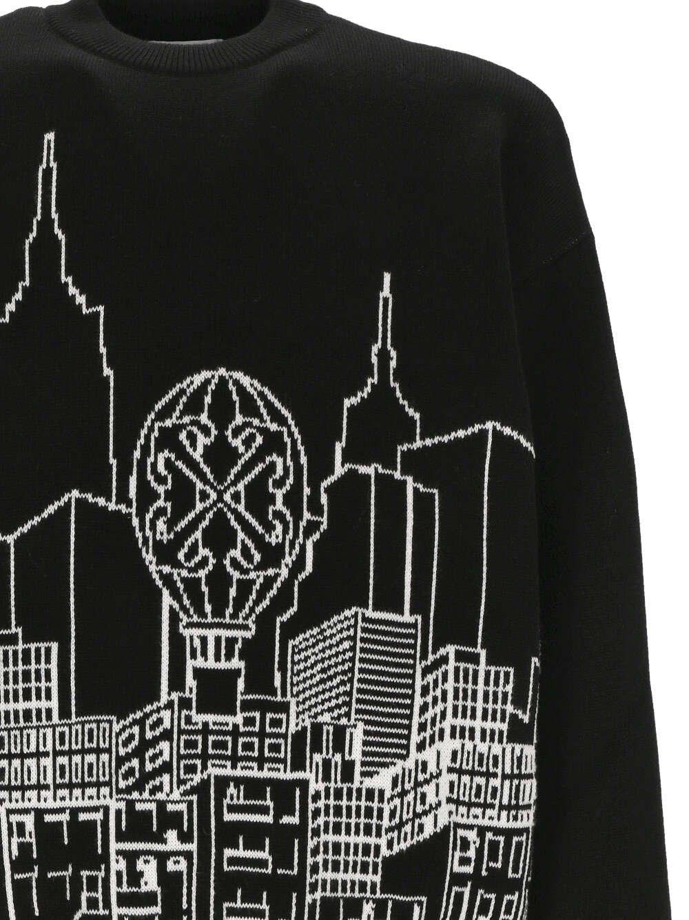 Shop Off-white Skyline Intarsia Sweater In Black