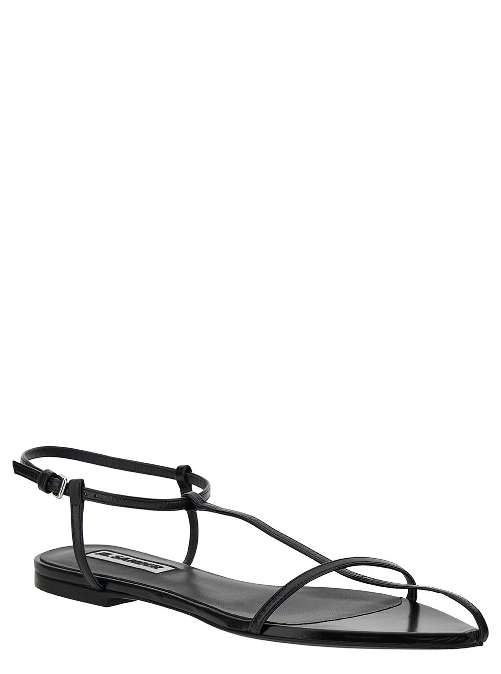 Shop Jil Sander Black Sandals With Ankle Strap In Leather Woman