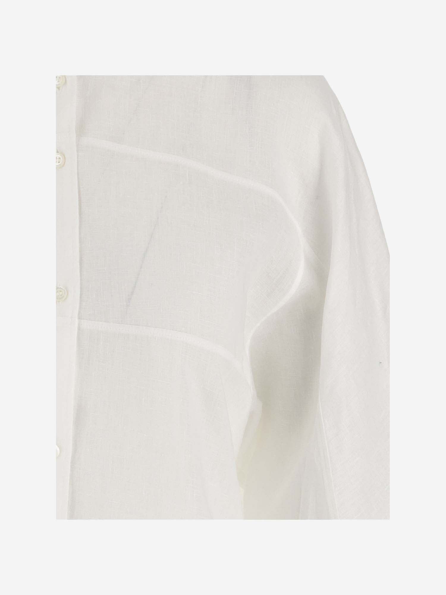 Shop Aspesi Long Linen Shirt In White