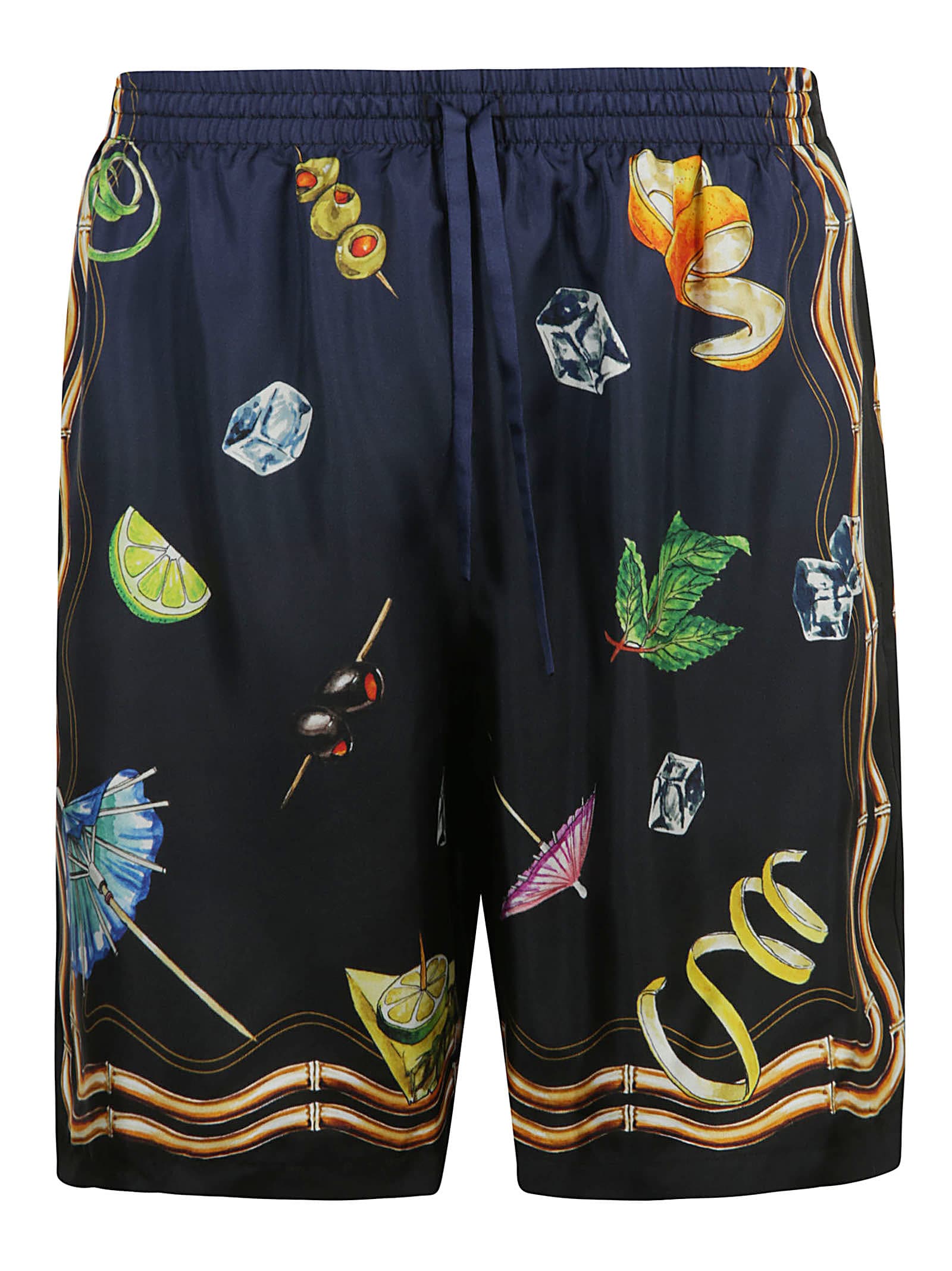 Casablanca Blue Silk Printed Bermuda Shorts