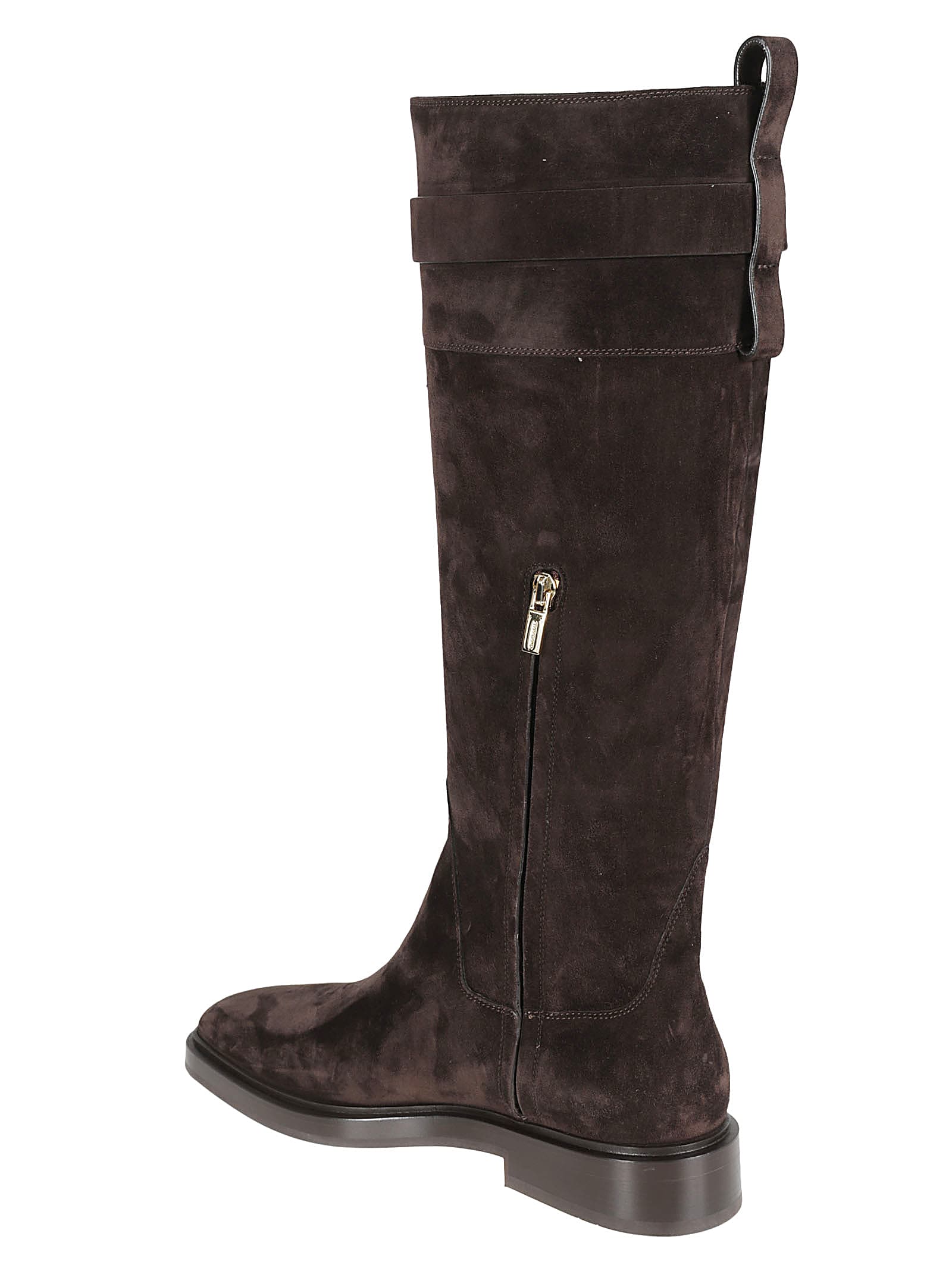 Ferragamo Elegant Roly Riding Boots With Gancini Buckle Detail In Brown