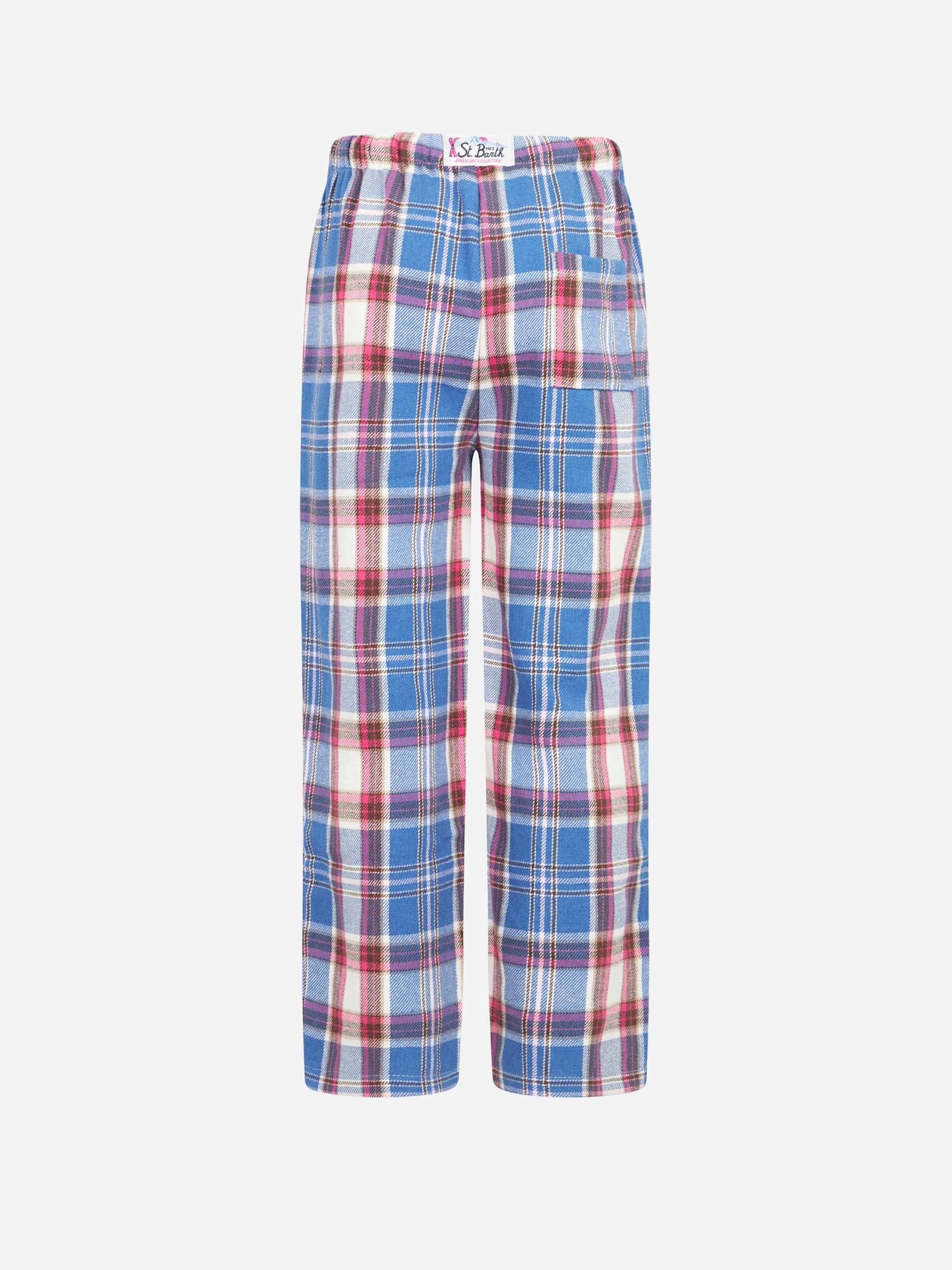 Shop Mc2 Saint Barth Kid Pajama Pants With Tartan Print In Pink