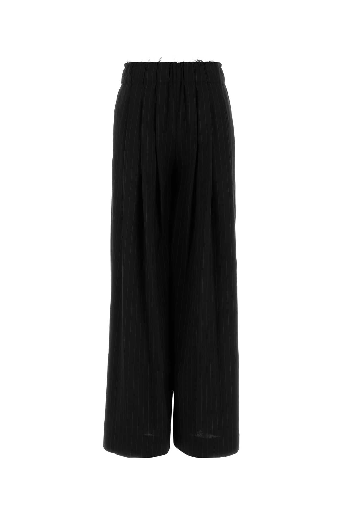 Pt Torino Embroidered Stretch Wool Benedetta Wide-leg Pant In Black