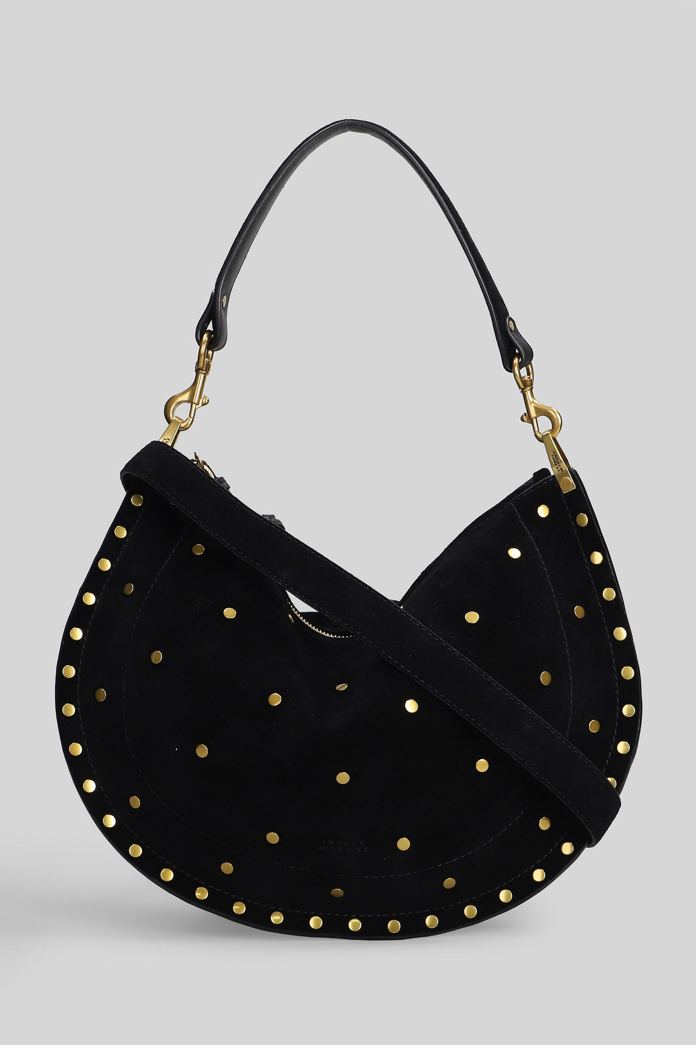 Isabel Marant Oskan Soft Zip Shoulder Bag In Black Suede In Black