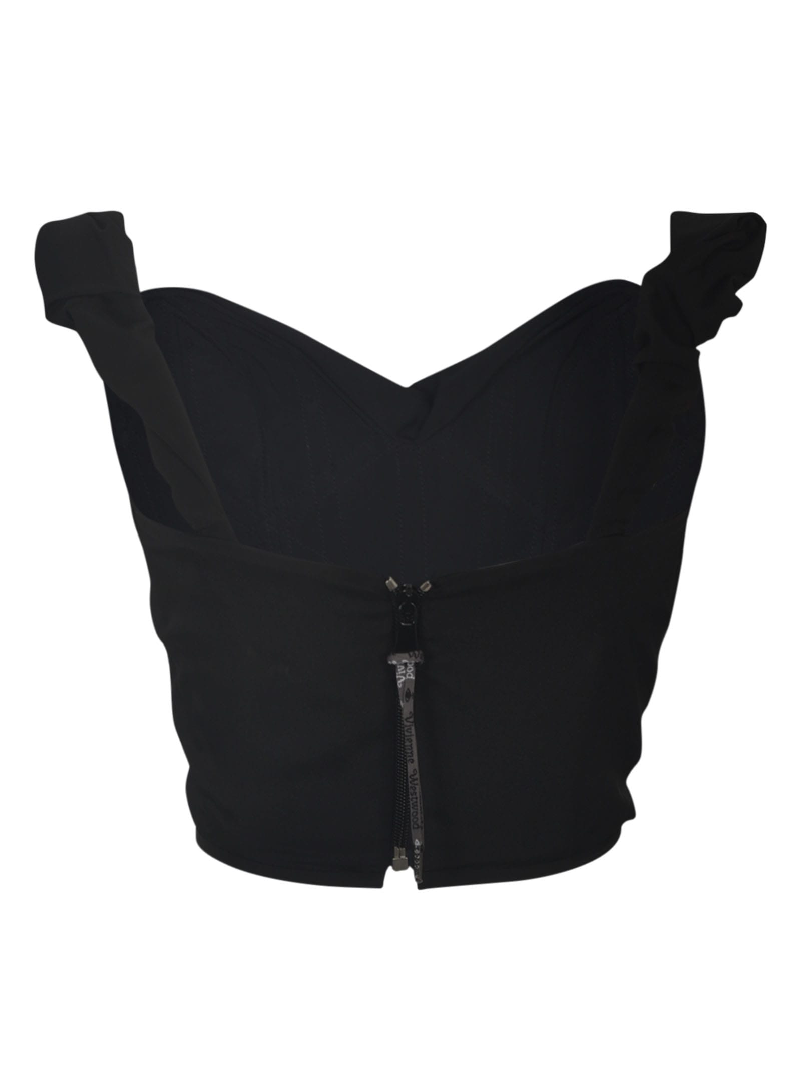 Shop Vivienne Westwood Cropped Back Zip Top In Black