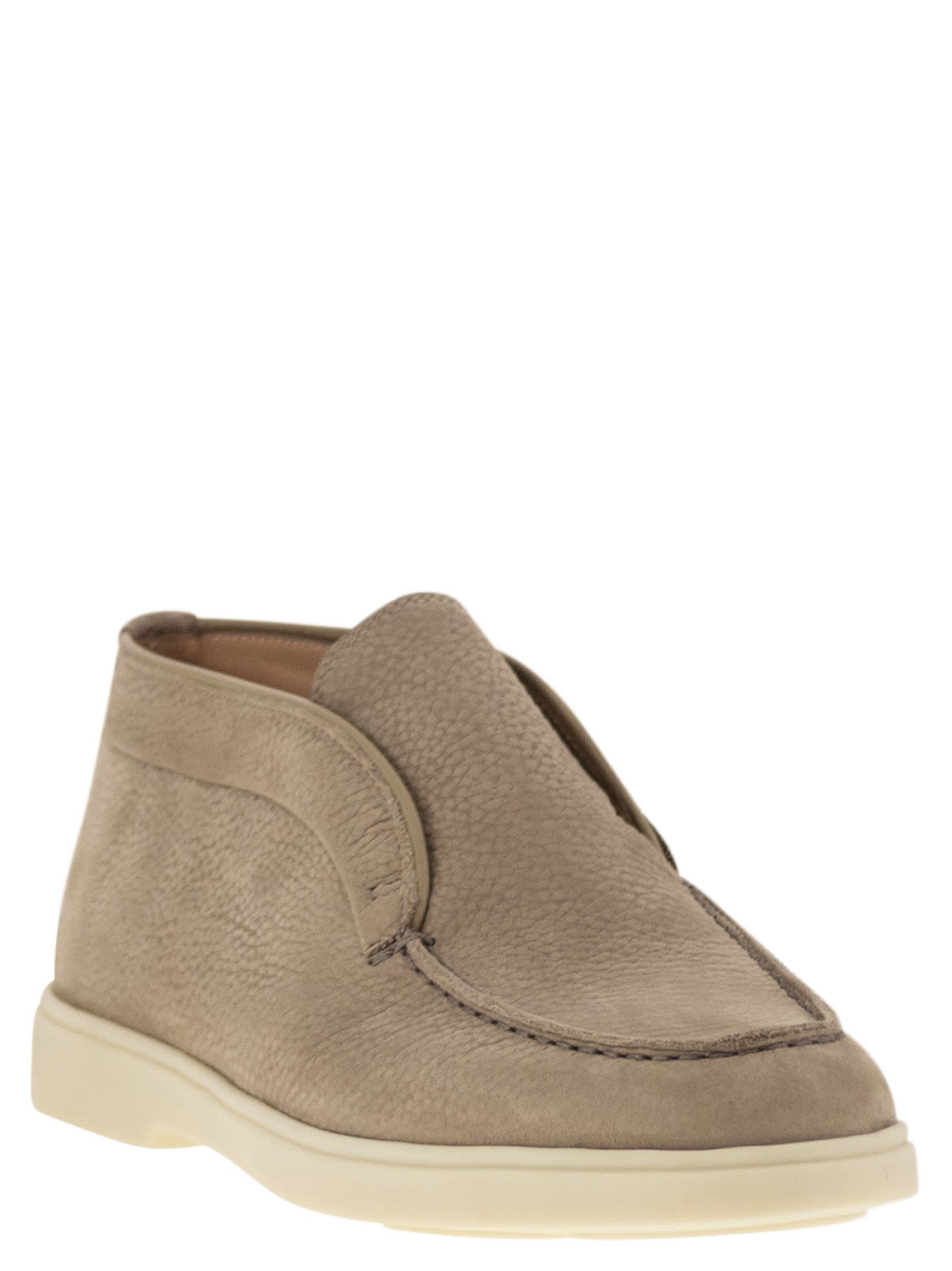 Shop Santoni Desert Boot In Nubuck In Beige