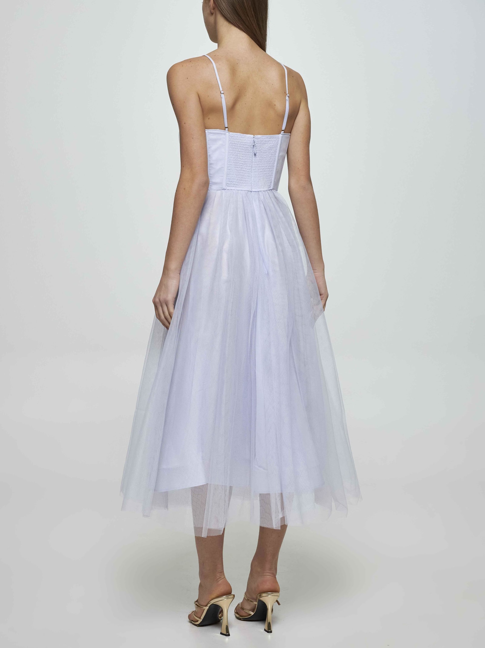 Zimmermann Women Light Blue Tulle Midi Dress In Lilla