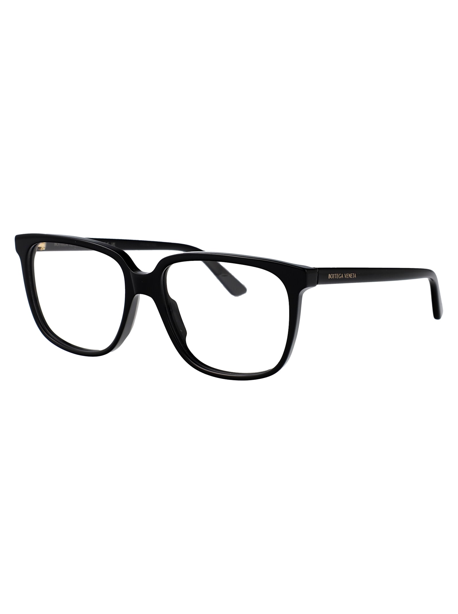 Bottega Veneta Black Acetate Optical Glasses In Black-black-transparent