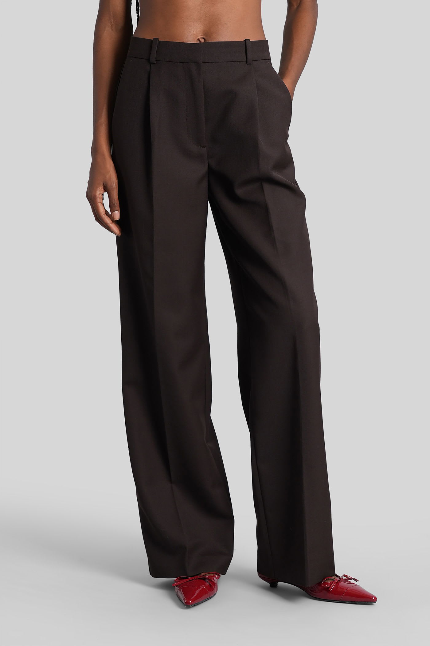 Anine Bing Trent Pants In Brown Leather In Brown