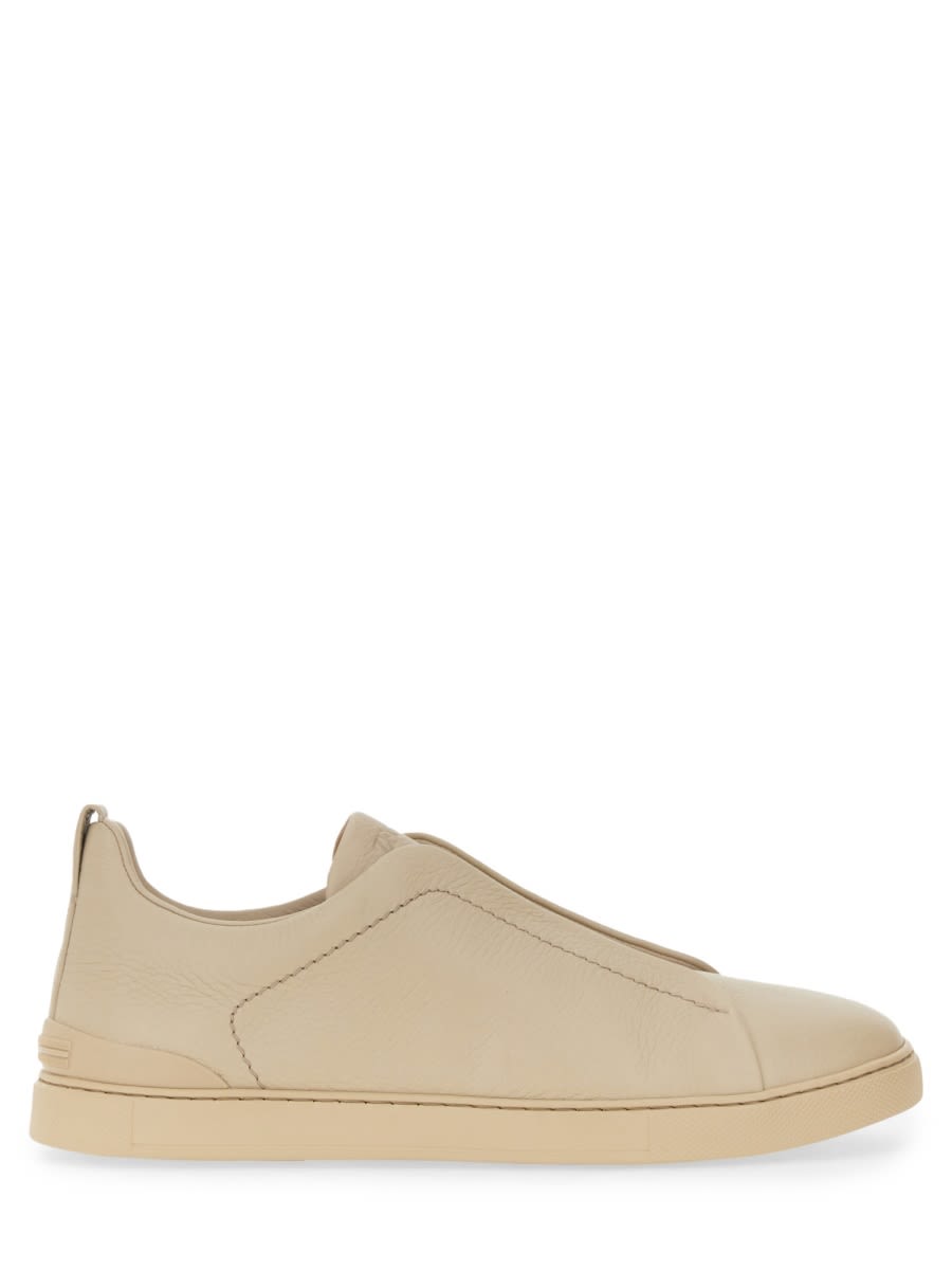 Shop Zegna Triple Stitch Sneaker In Beige