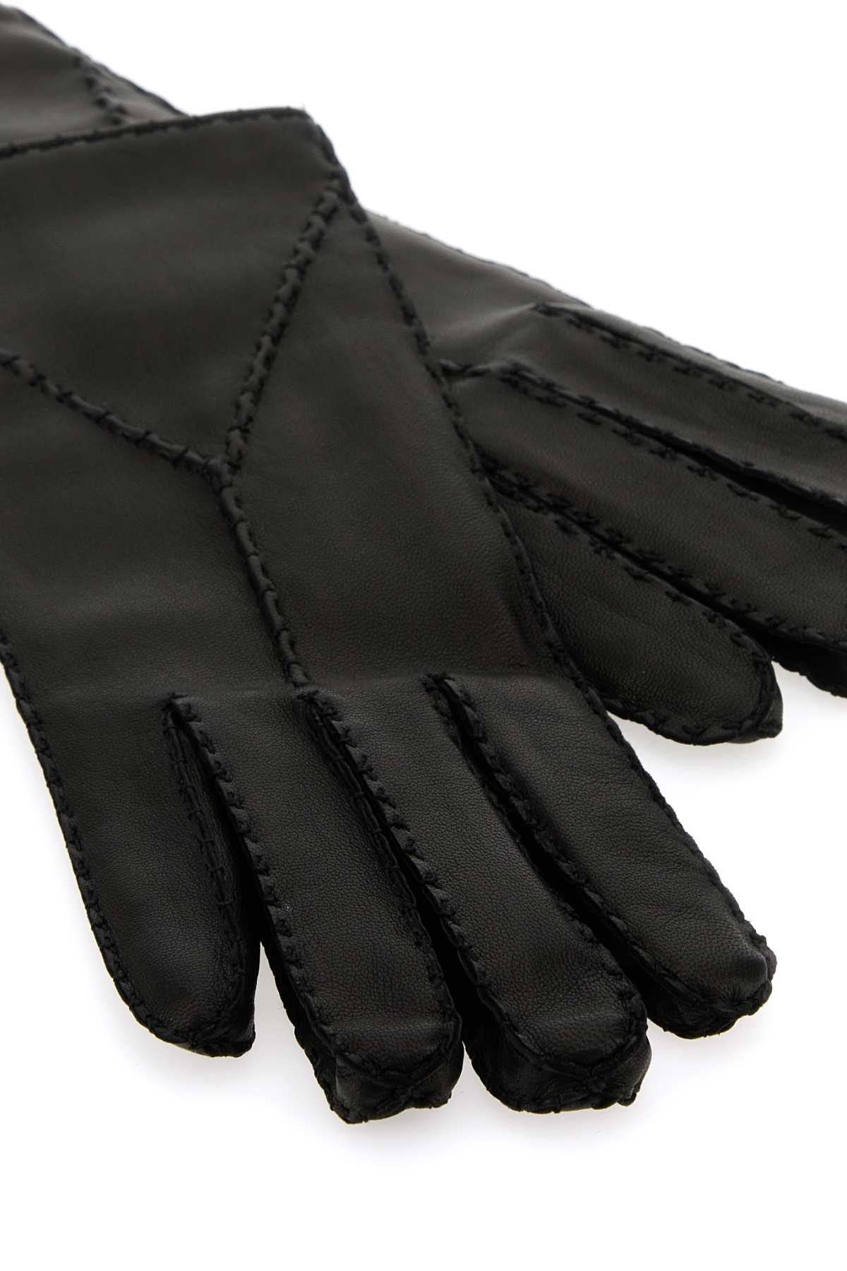 Shop Saint Laurent Black Leather Gloves