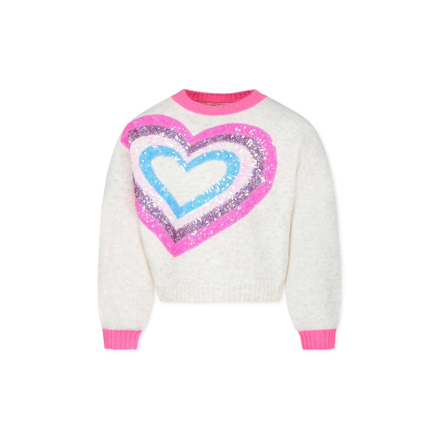 Shop Billieblush Ivory Sweater For Girl With Hearts