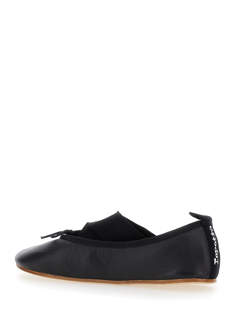 Shop Repetto Gianna Black Ballet Flats With Elastic Bands In Leather Woman