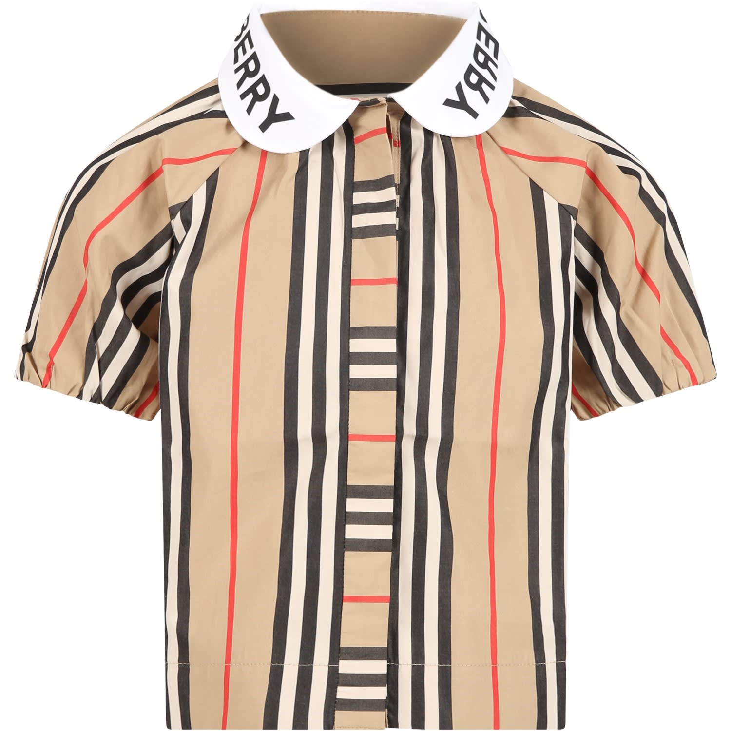 Click to view more detailed imagery on our partner's website Burberry Kids' Beige Shirt For Girl With Logos