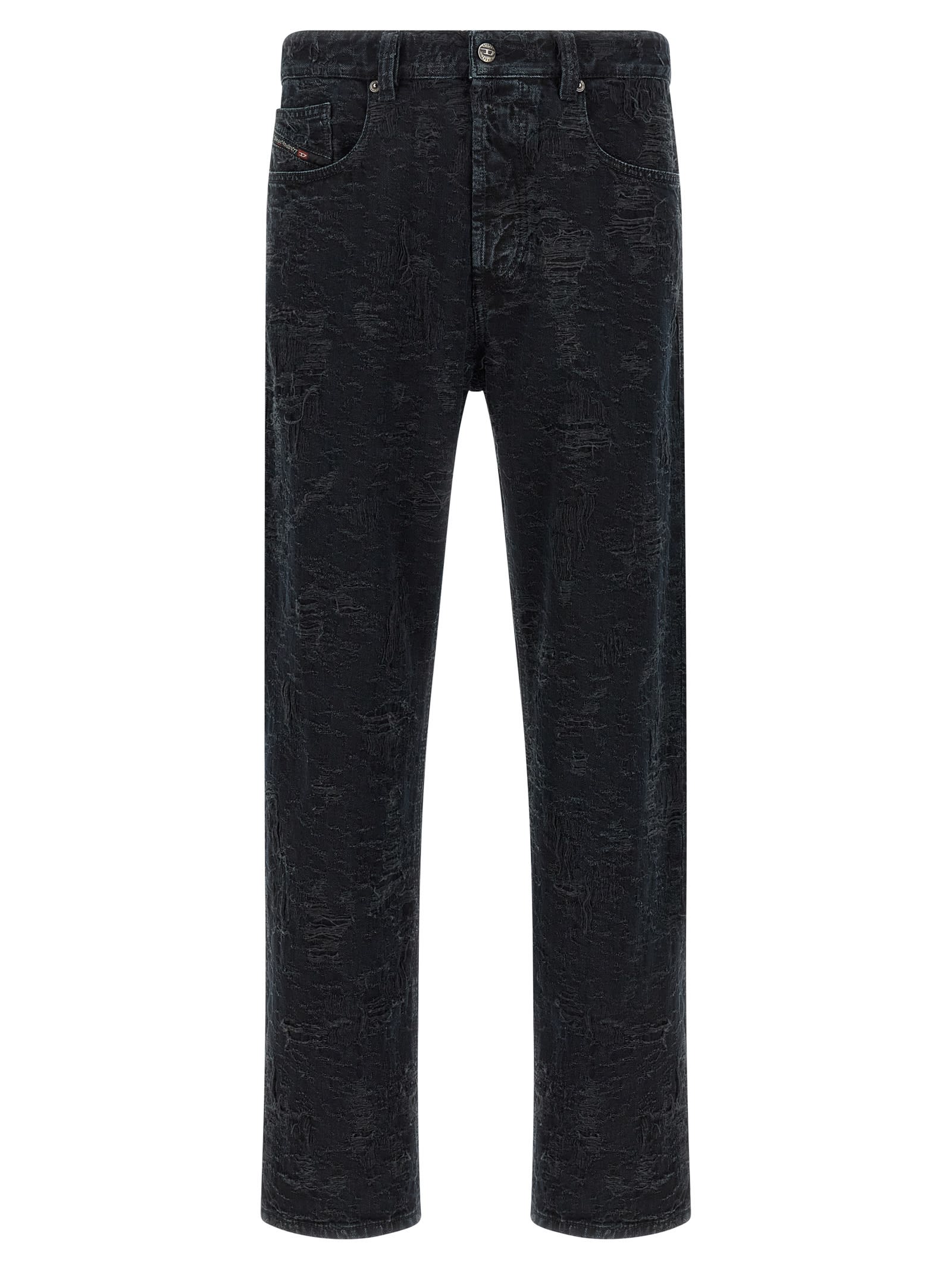 Diesel Distressed Five-pocket Jeans With Belt Loops In Black