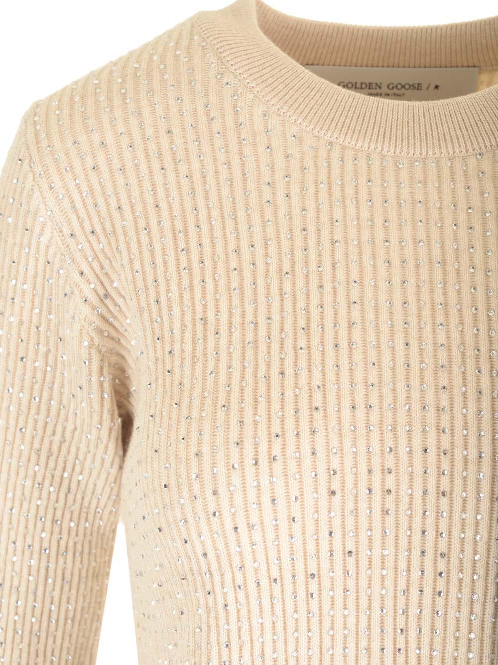 Shop Golden Goose Ribbed Wool Sweater In Beige