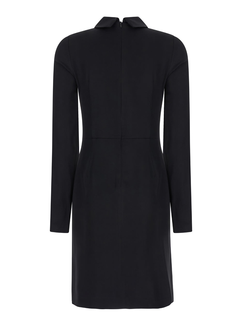 Shop Mauro Grifoni Black Dress With Classic Collar In Viscose Stretch Woman