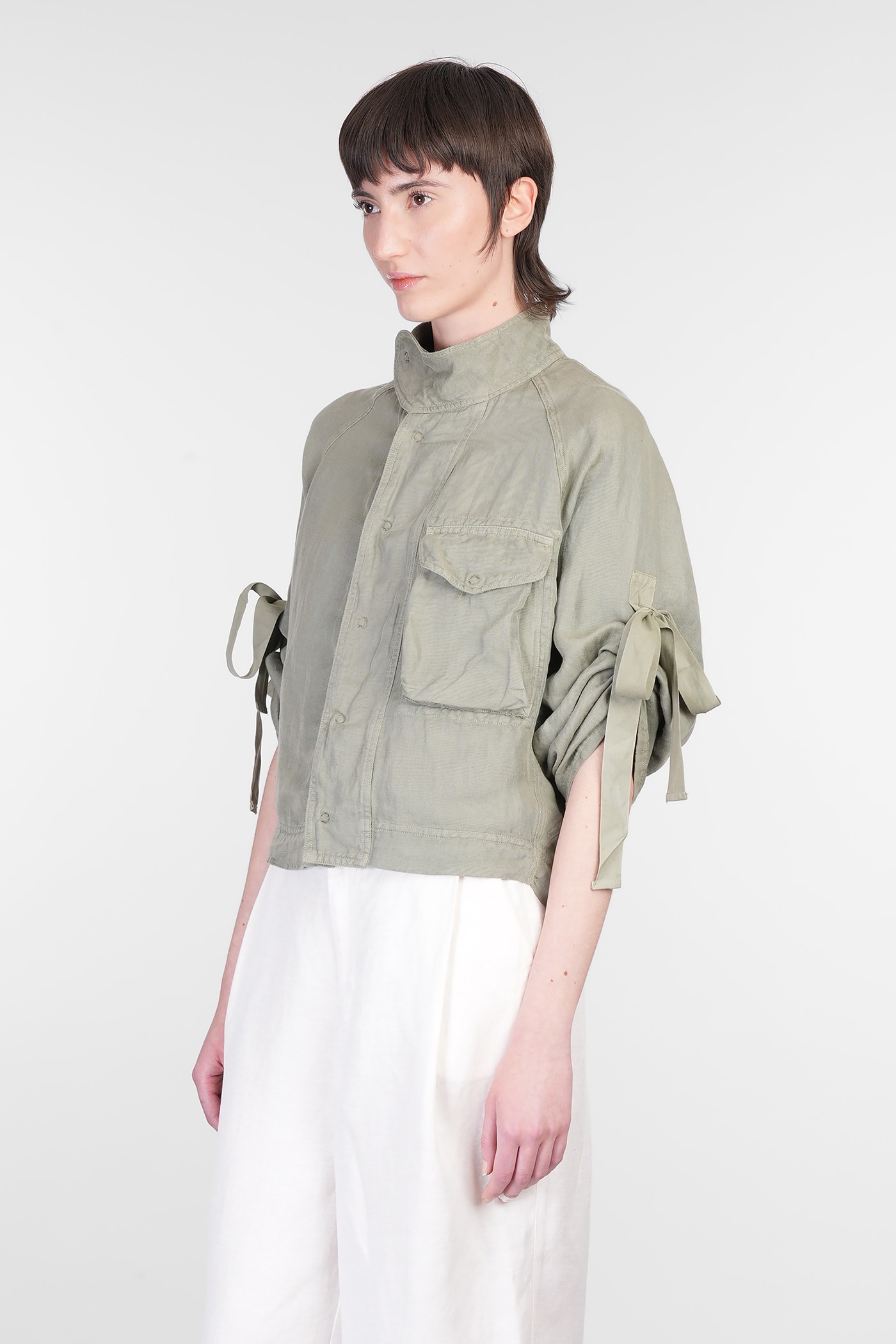 Shop 120% Lino Casual Jacket In Green Linen