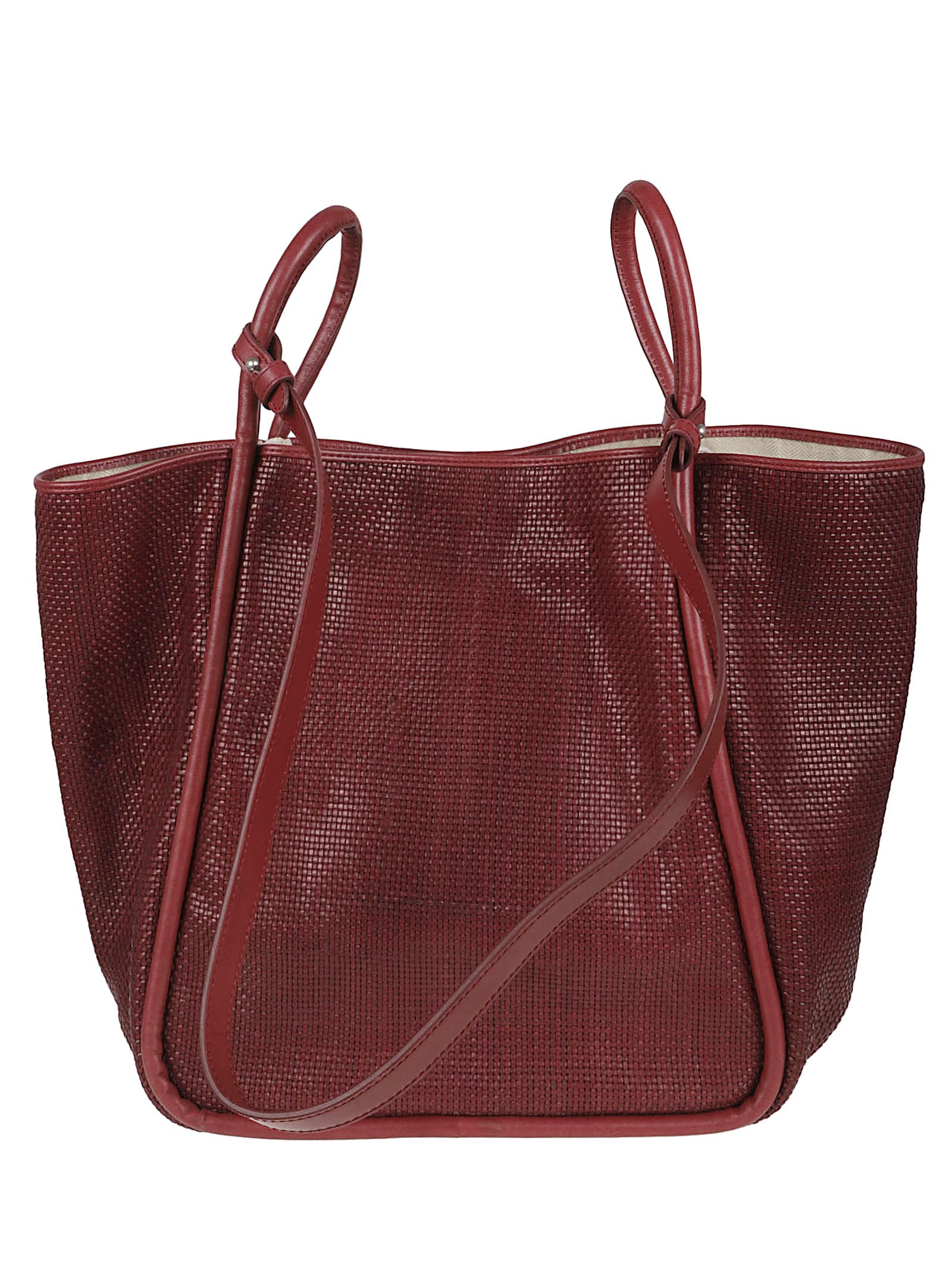Dragon Diffusion Ana Woven Calfskin Tote Bag In Burgundy