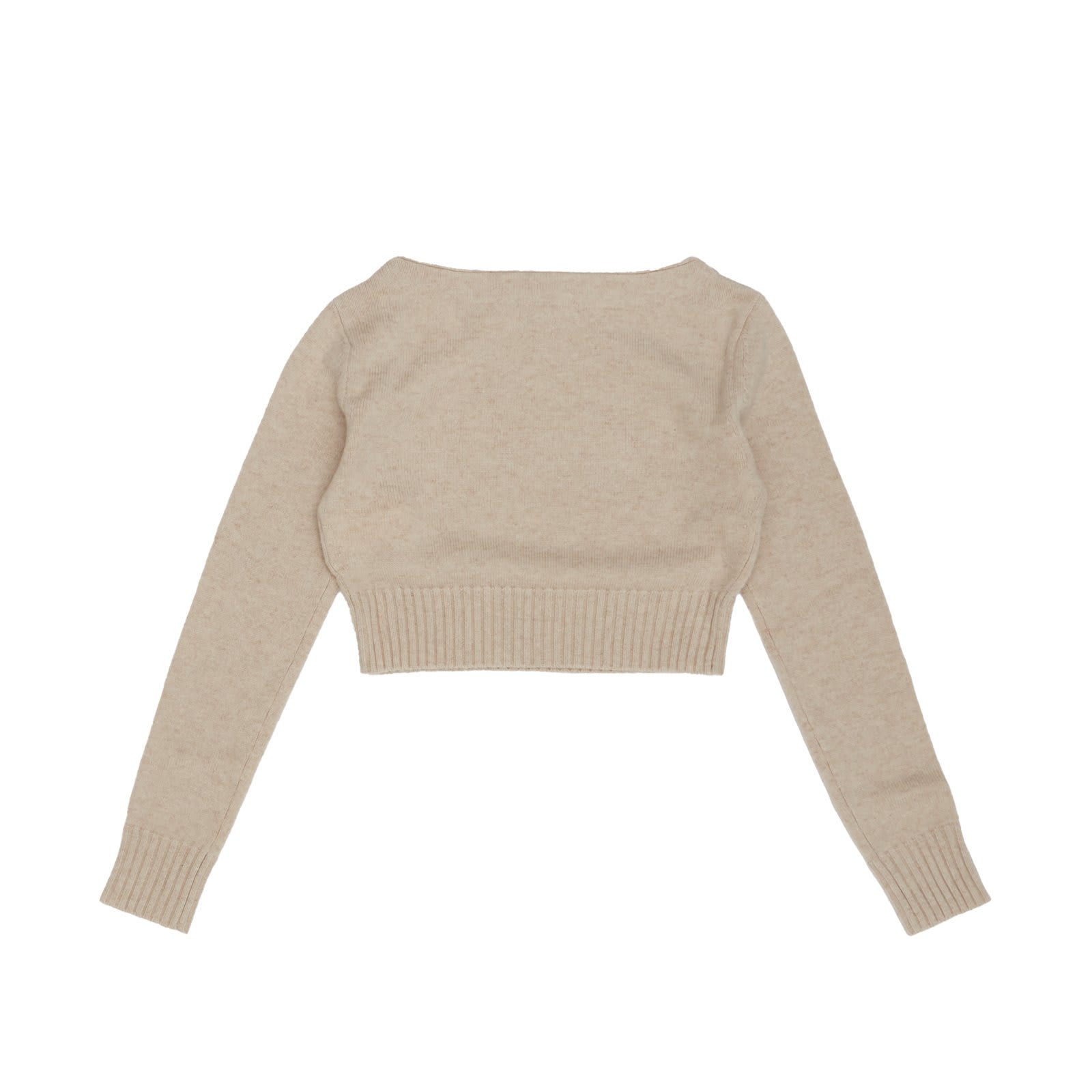 Shop Max Mara Longsleeved Knitted Jumper In Beige