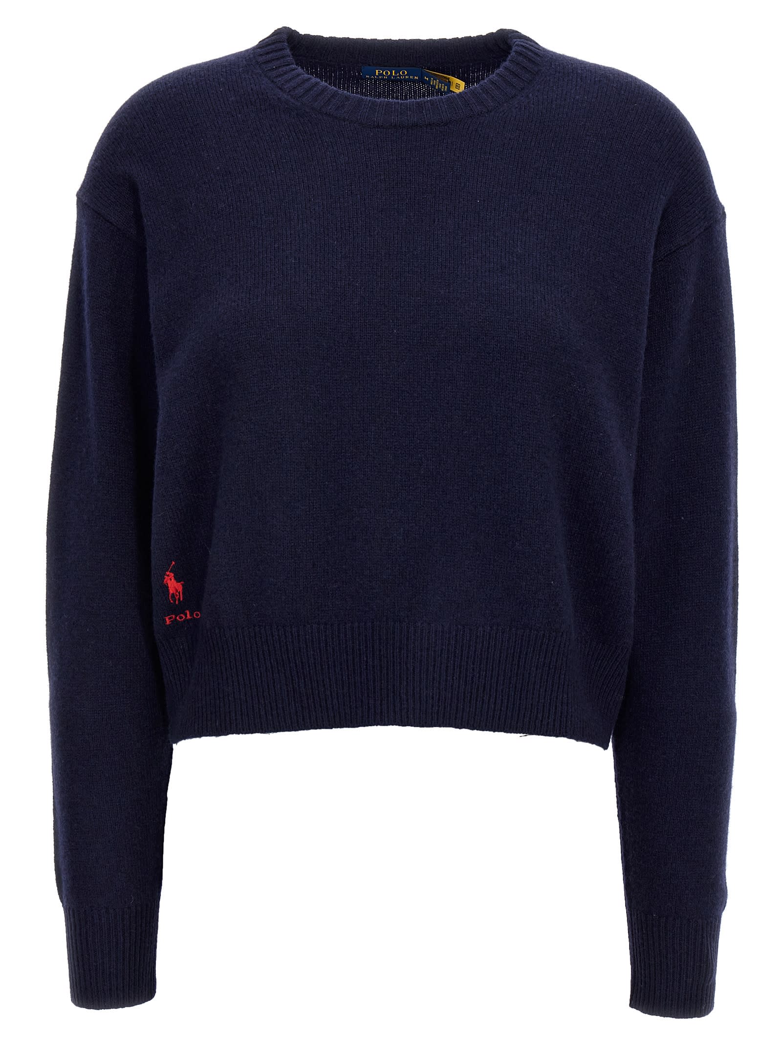 Shop Polo Ralph Lauren Logo Embroidery Sweater  In Blue