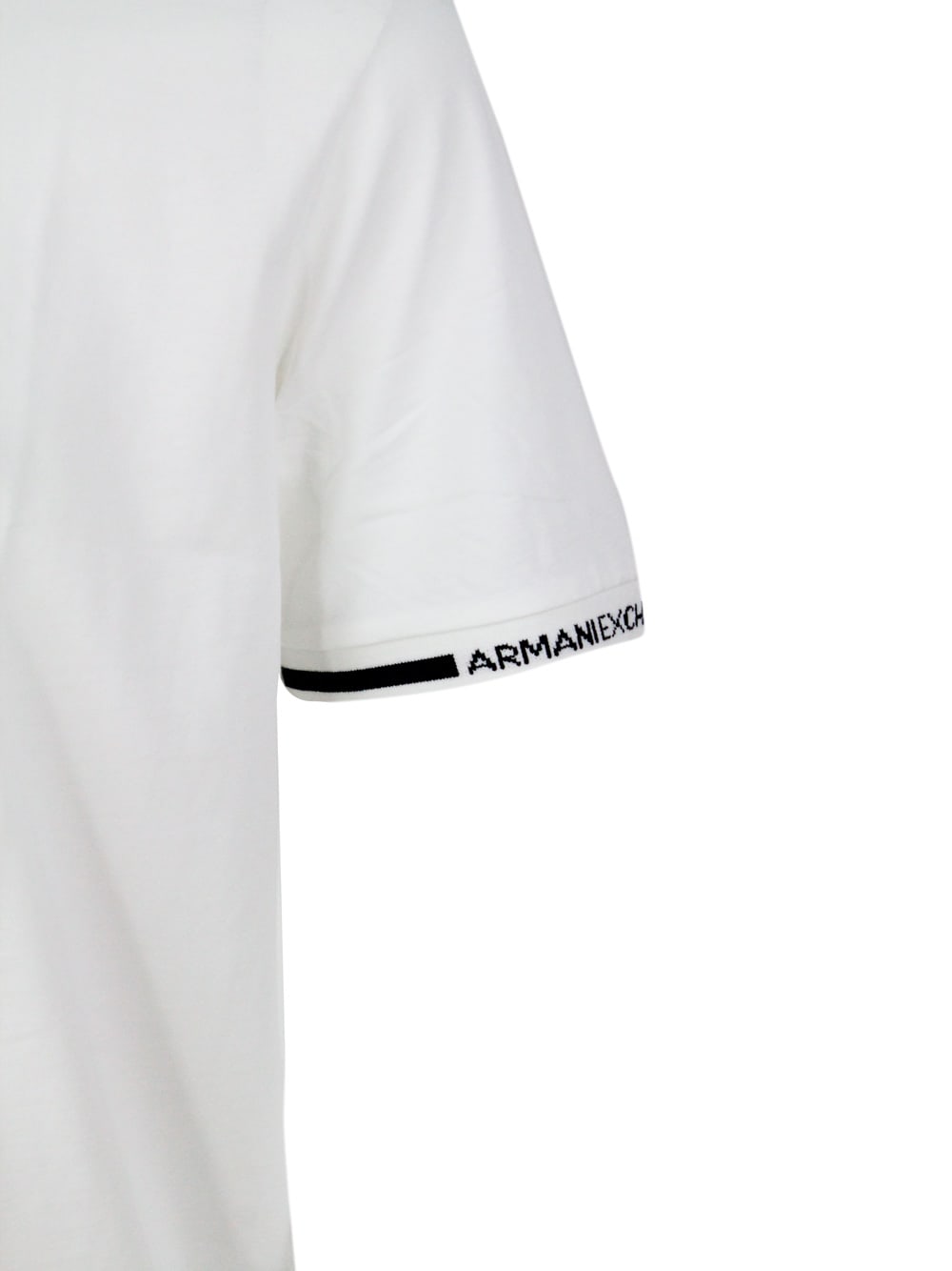 Shop Armani Collezioni Short-sleeved Crew-neck T-shirt With Logo On The Sleeves In White