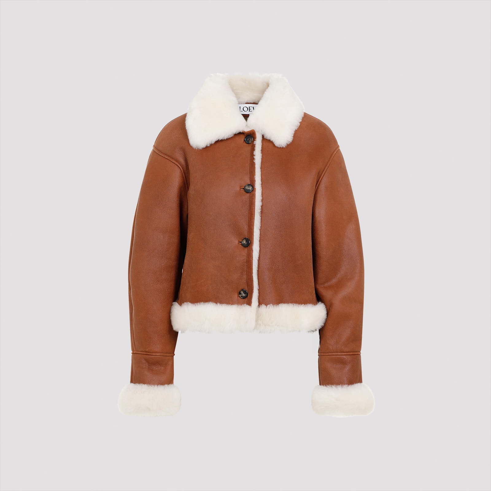 Loewe Shearling Jacket In Brown